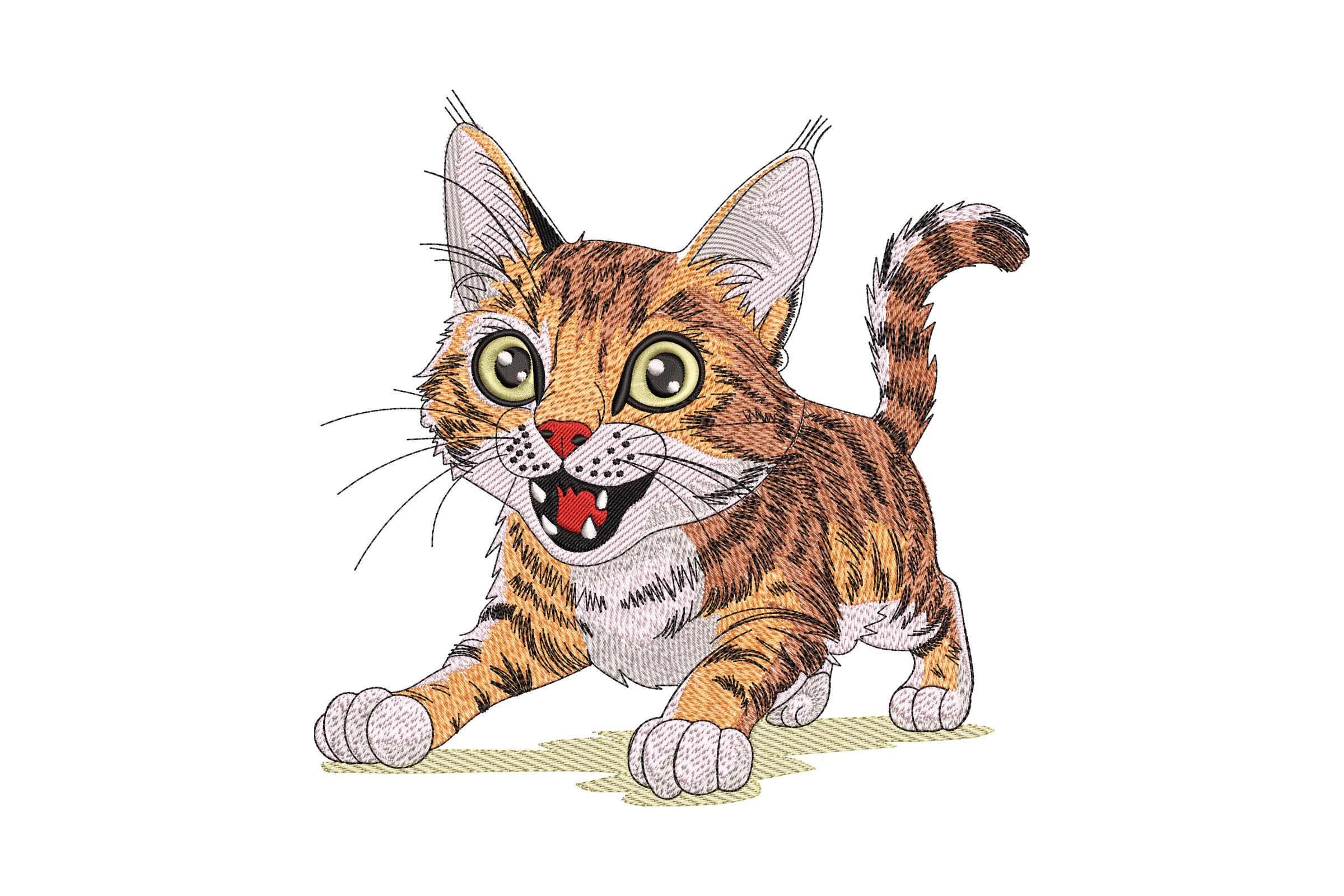 Tiger Striped Cat Embroidery Design