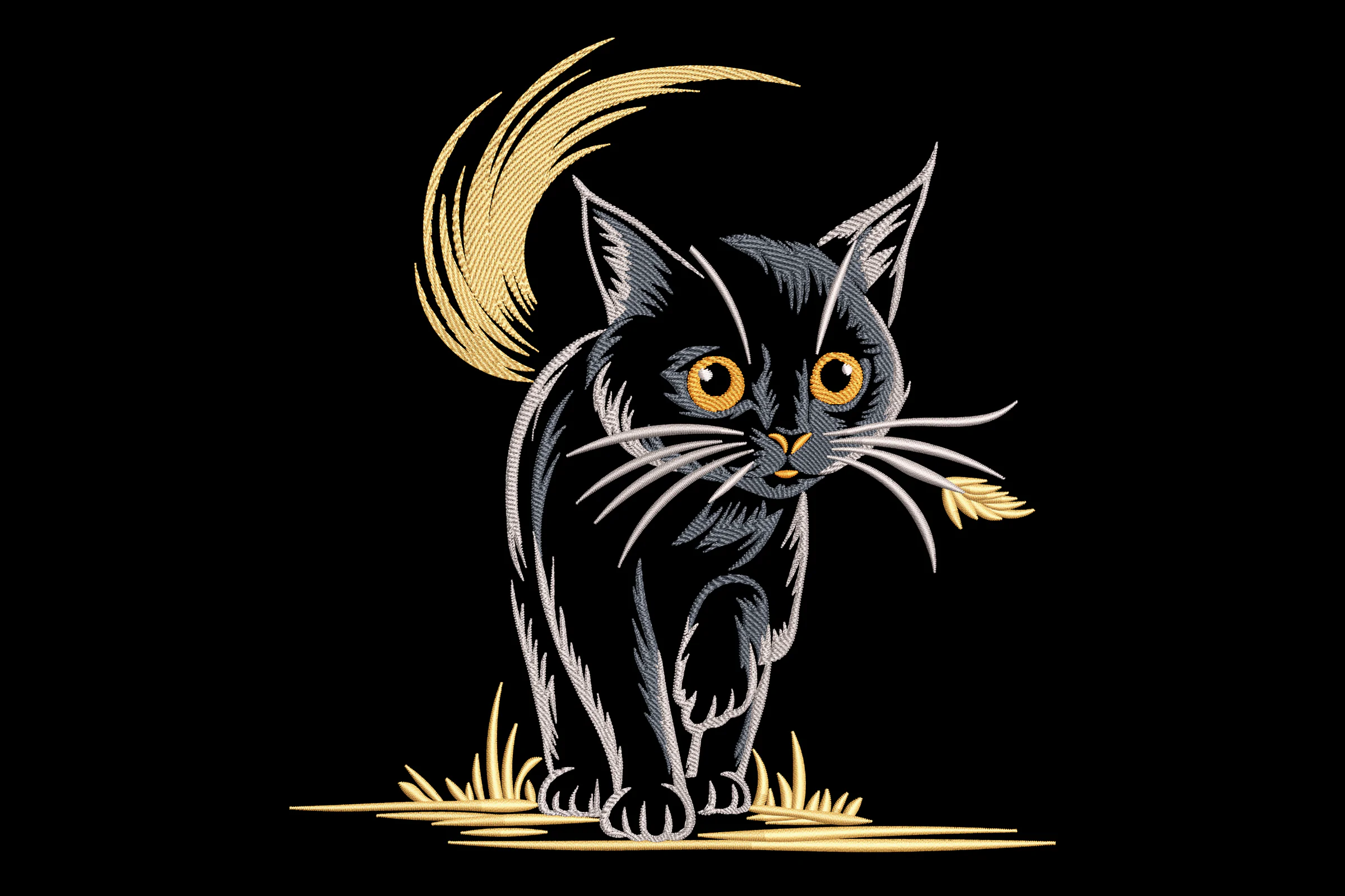 Black Cat Embroidery Design