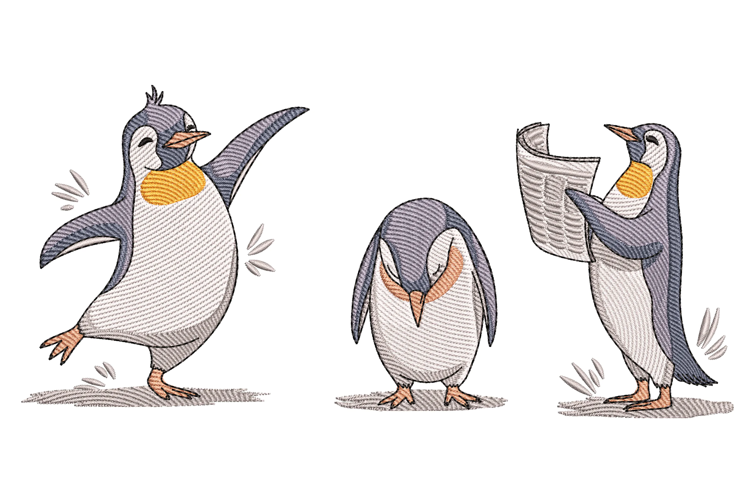 Playful Penguins Embroidery Design