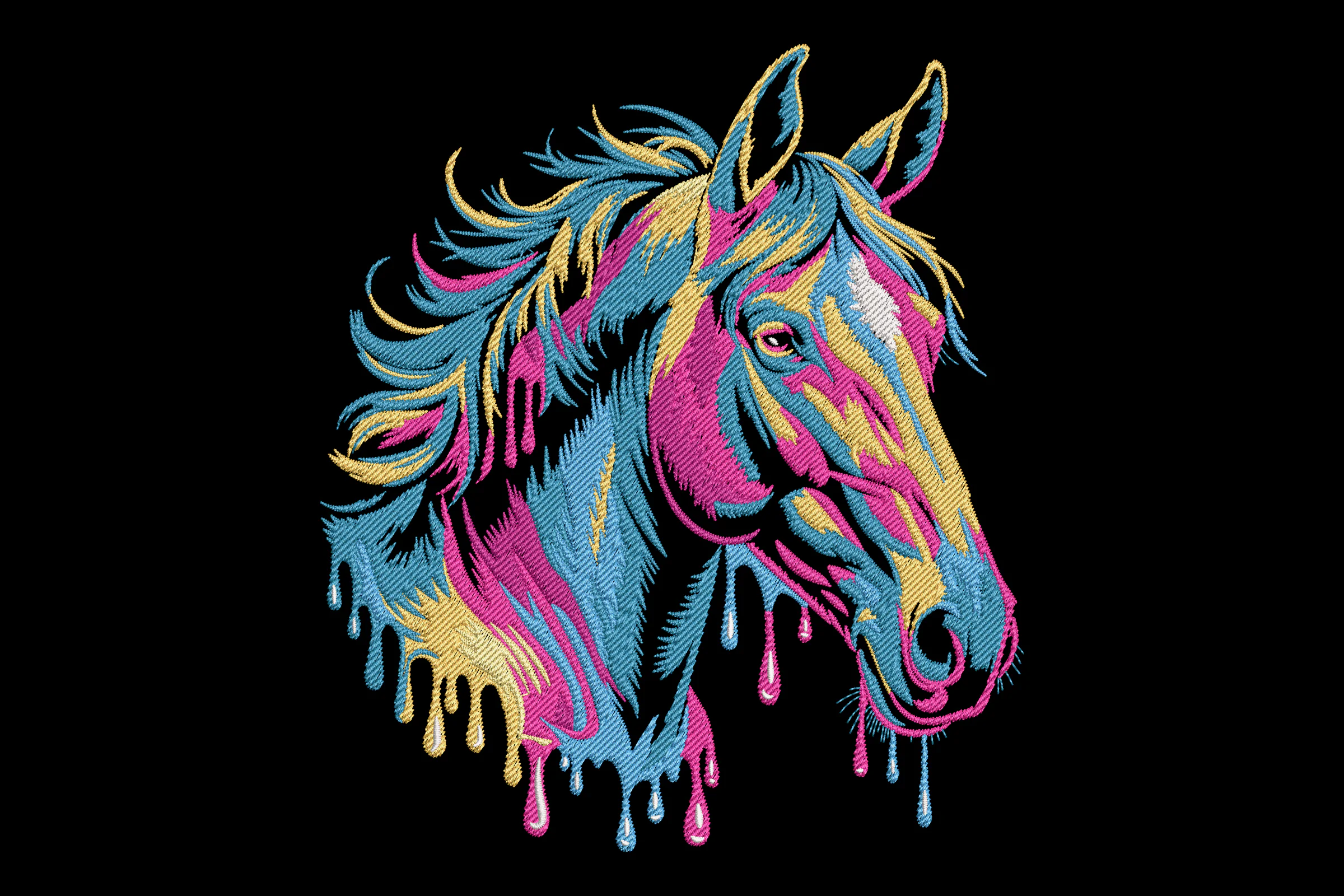 Colorful Horse Head Embroidery Design