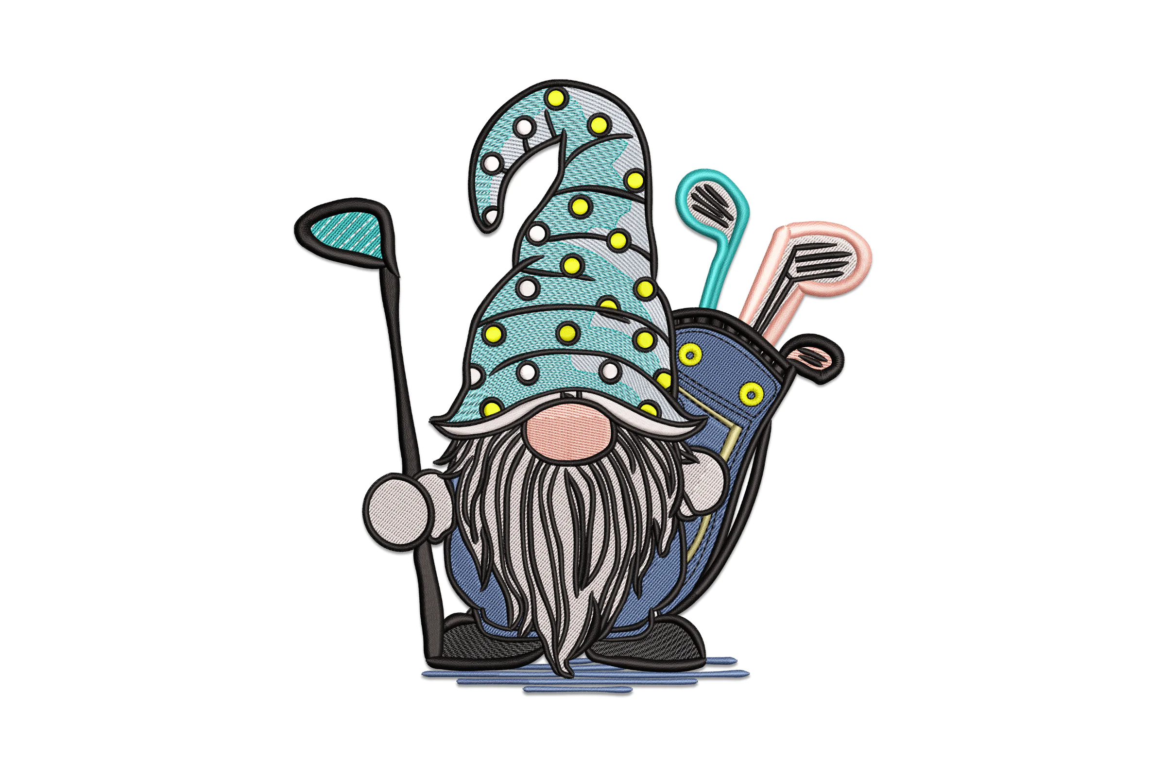 Golf Gnome Embroidery Design