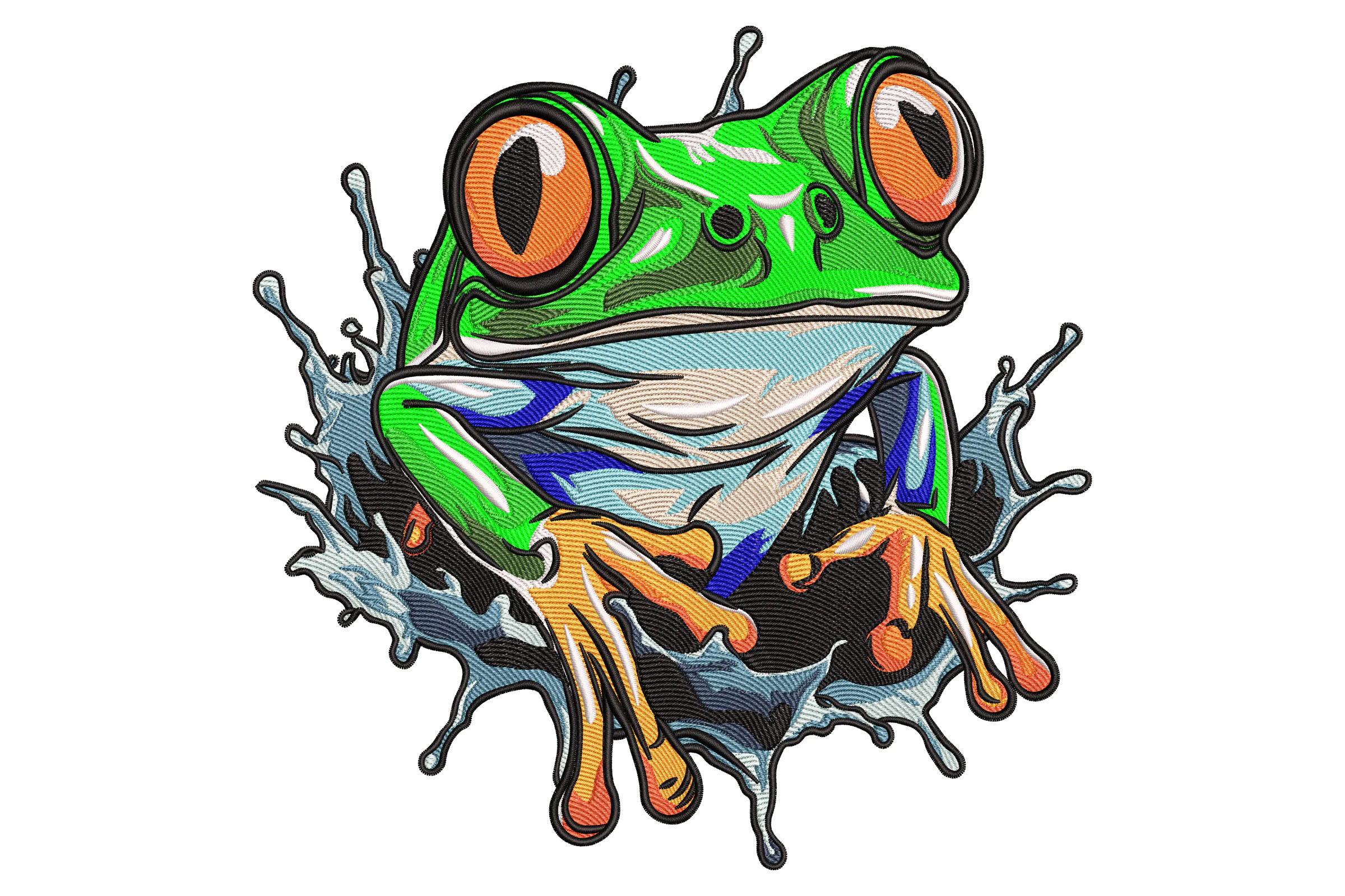 Frog Splash Embroidery Design