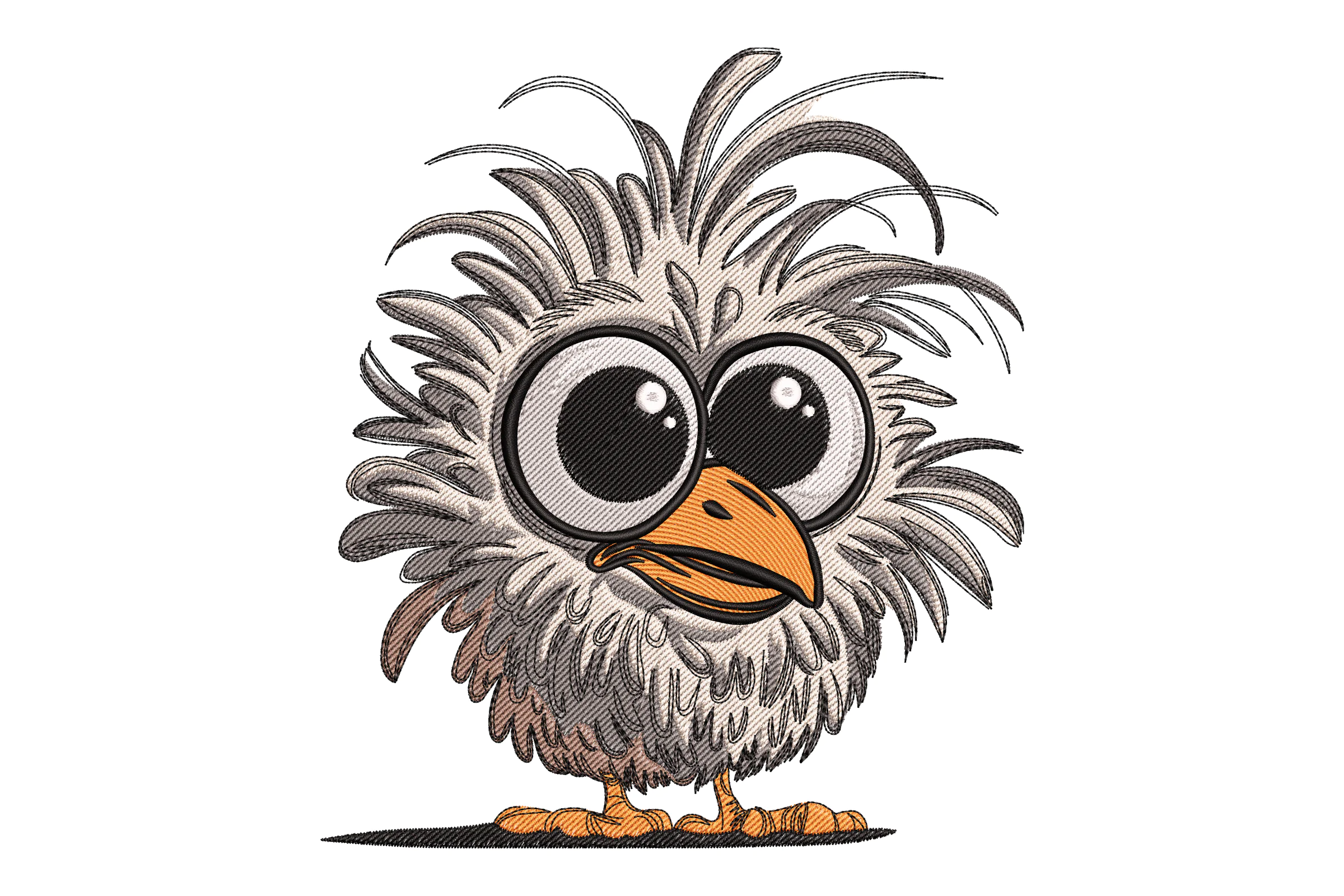 Cute Fluffy Bird Embroidery Design