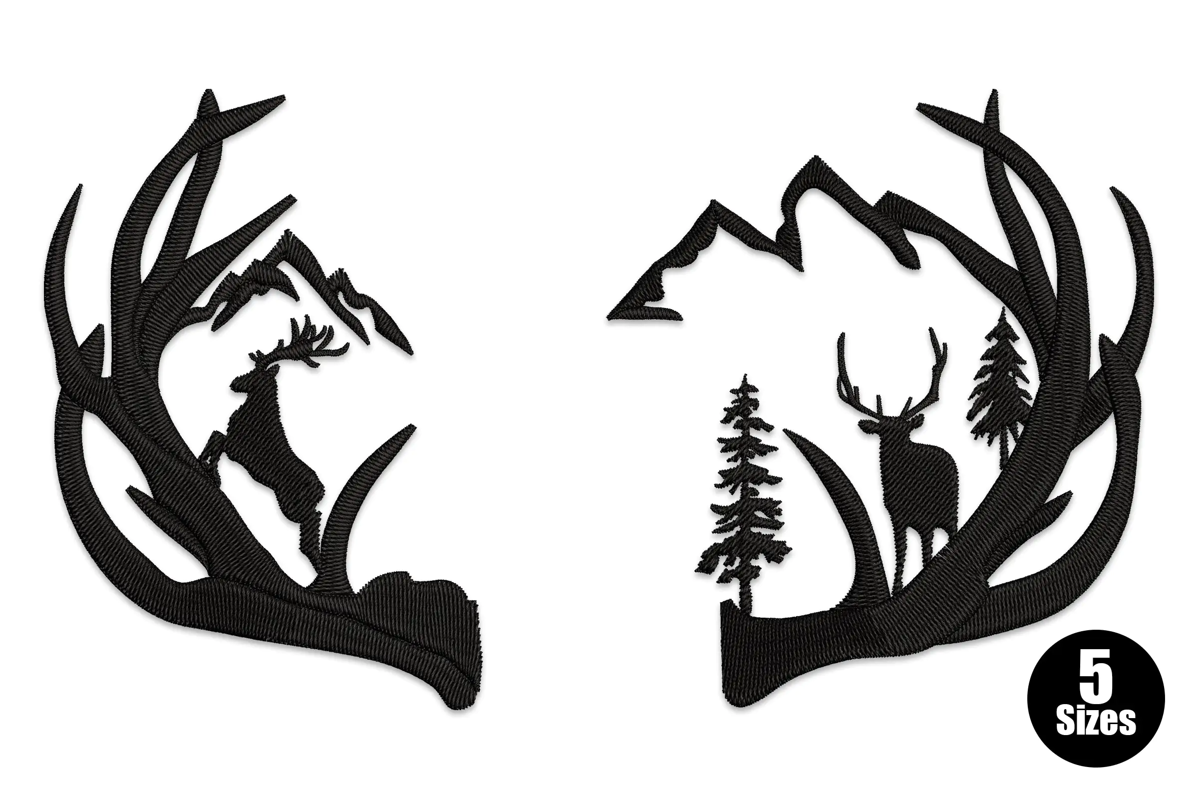 Deer Mountain Embroidery Design