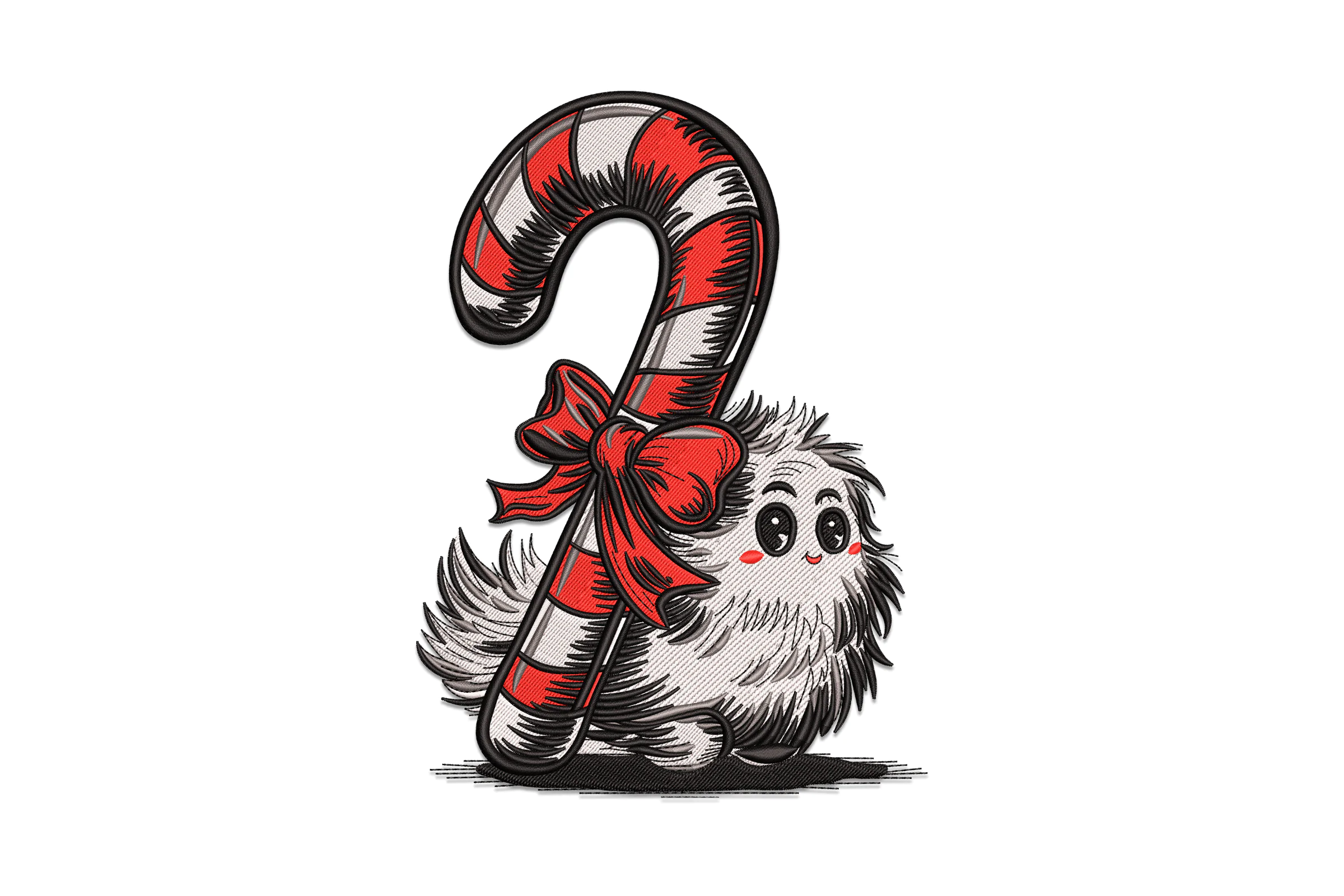 Christmas Candy Cat Embroidery Design