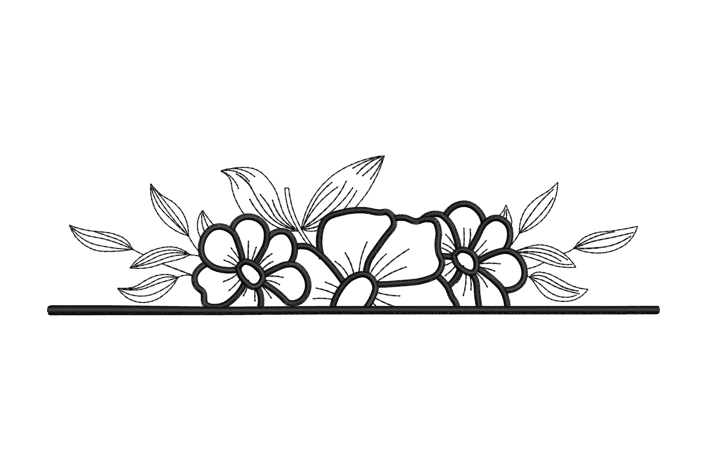 Floral Flower Embroidery Border Lace machine Embroidery File