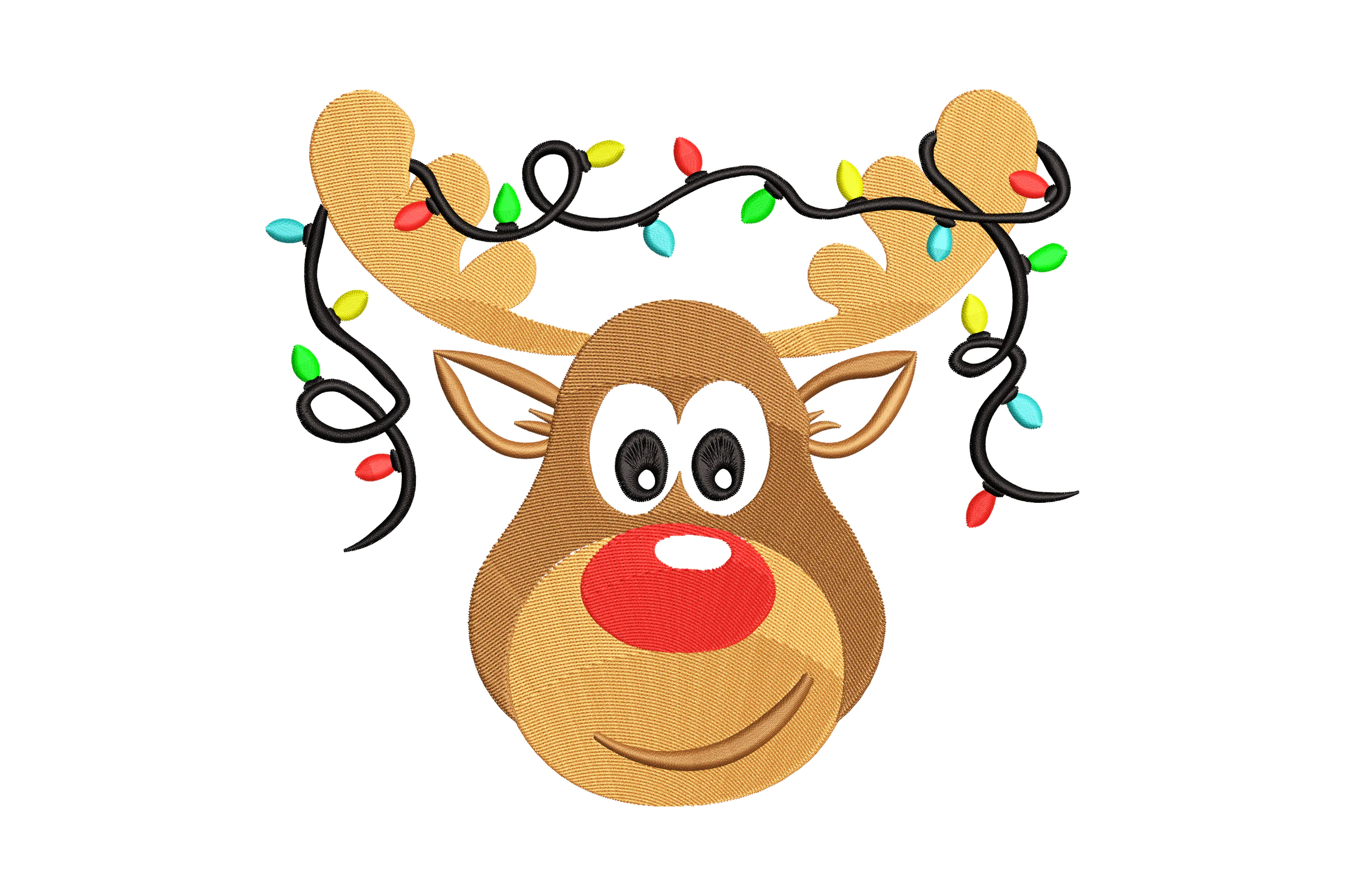 Reindeer Face Christmas Embroidery Design Pattern