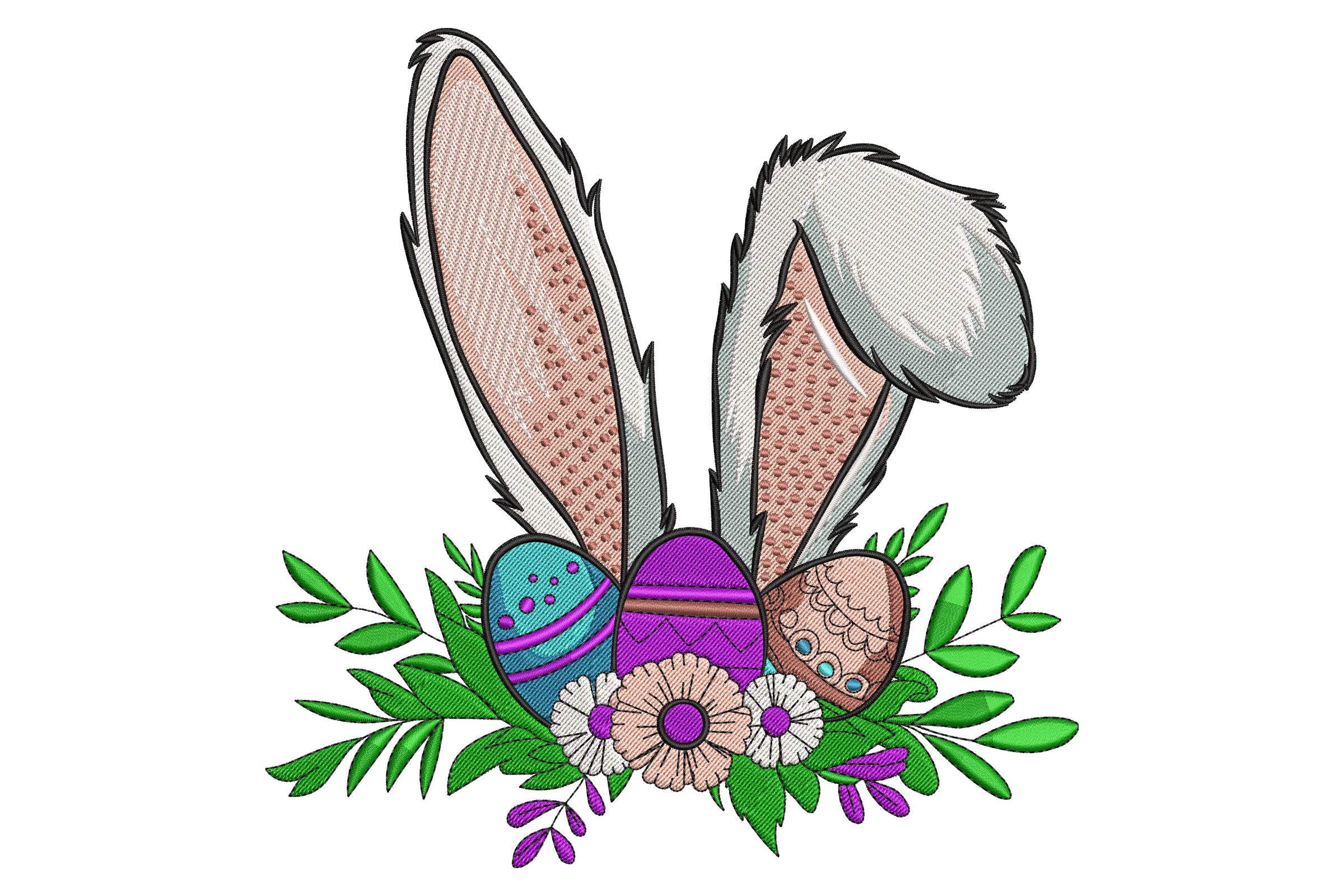Easter Bunny Ears Embroidery Design