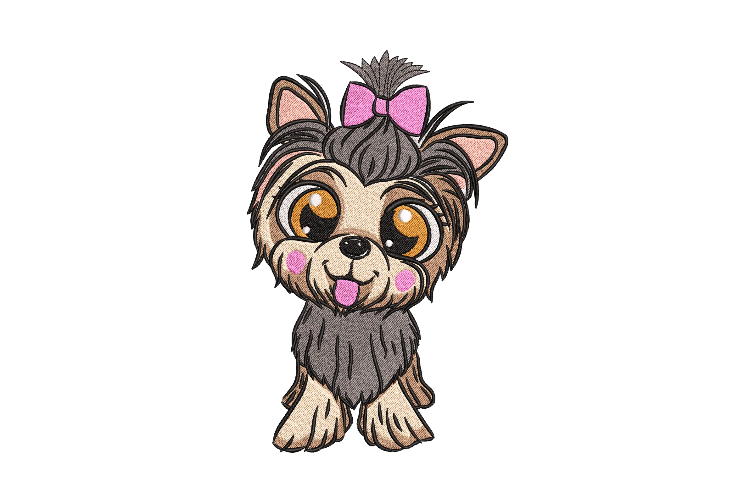 Cute Little Puppy With Bow Embroidery Design