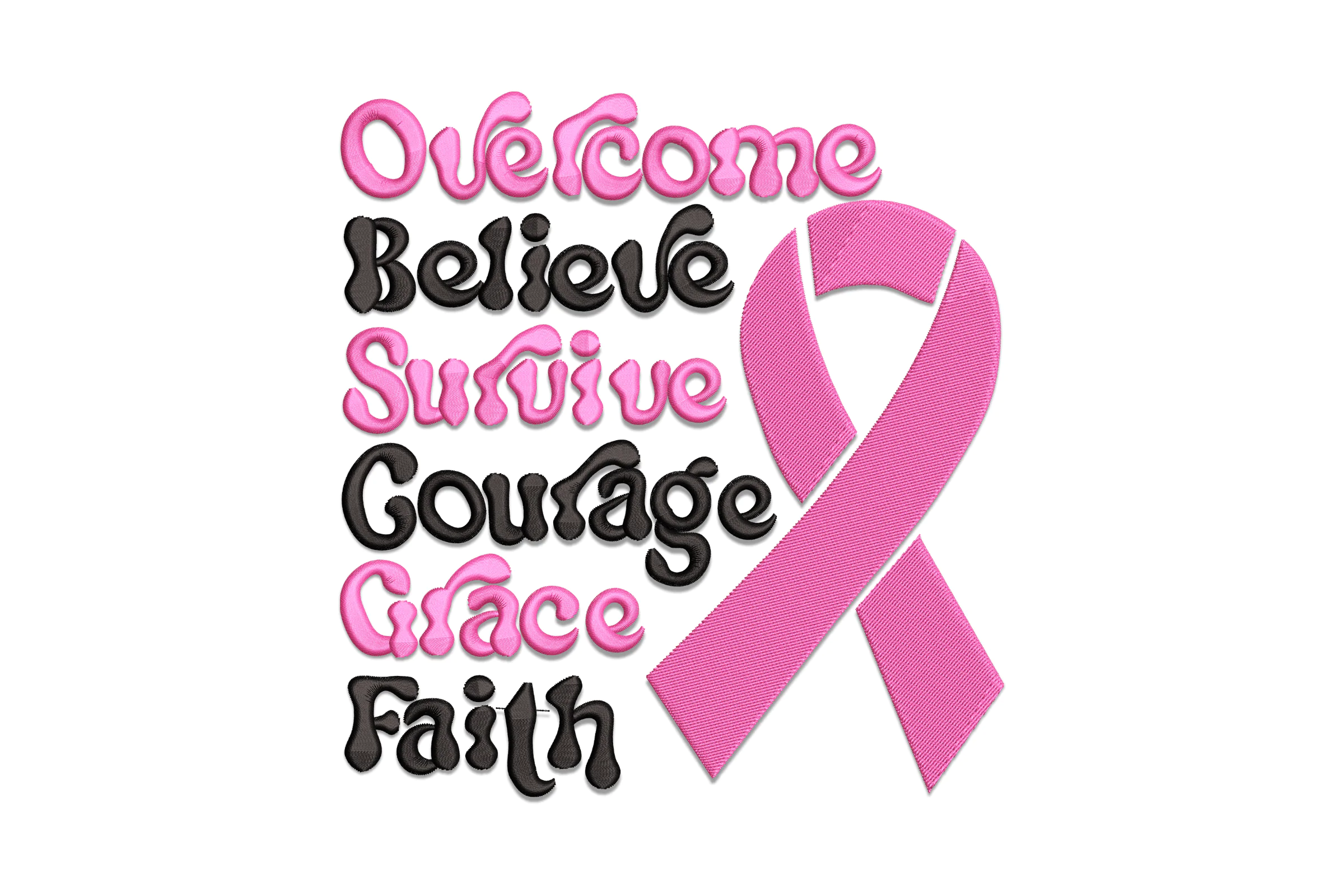 Overcome Cancer Awareness Embroidery Design