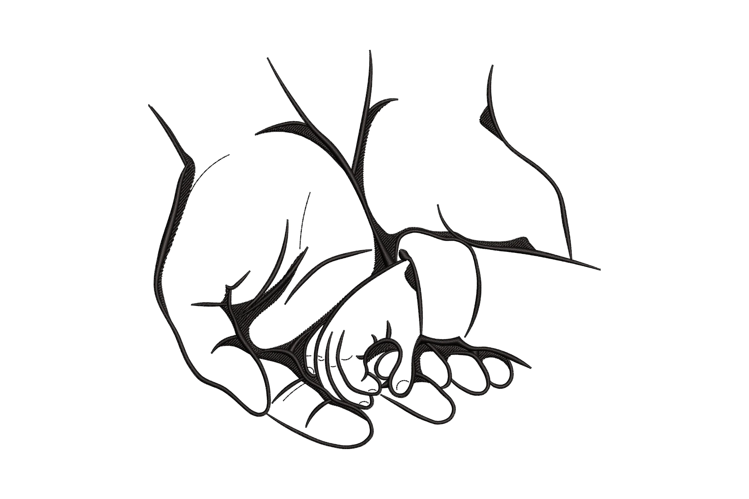 Hands Father and Children Embroidery Design