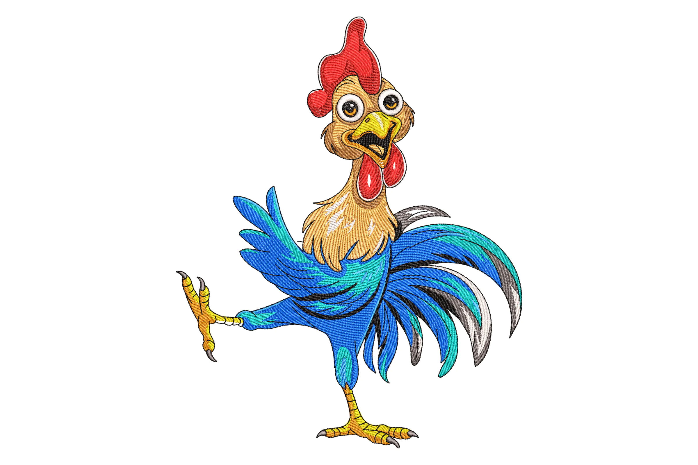 Colorful Rooster Machine Embroidery Design