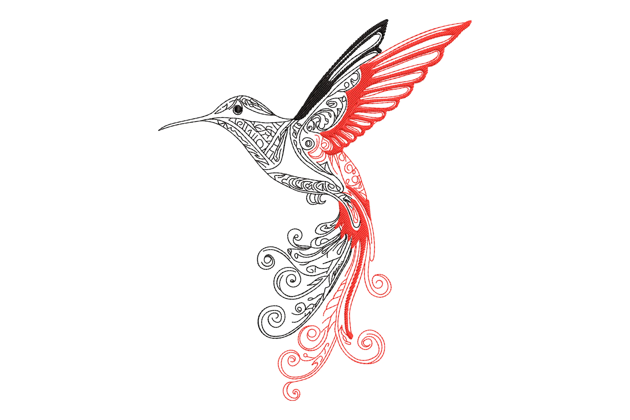 Ornate Hummingbird Embroidery Design