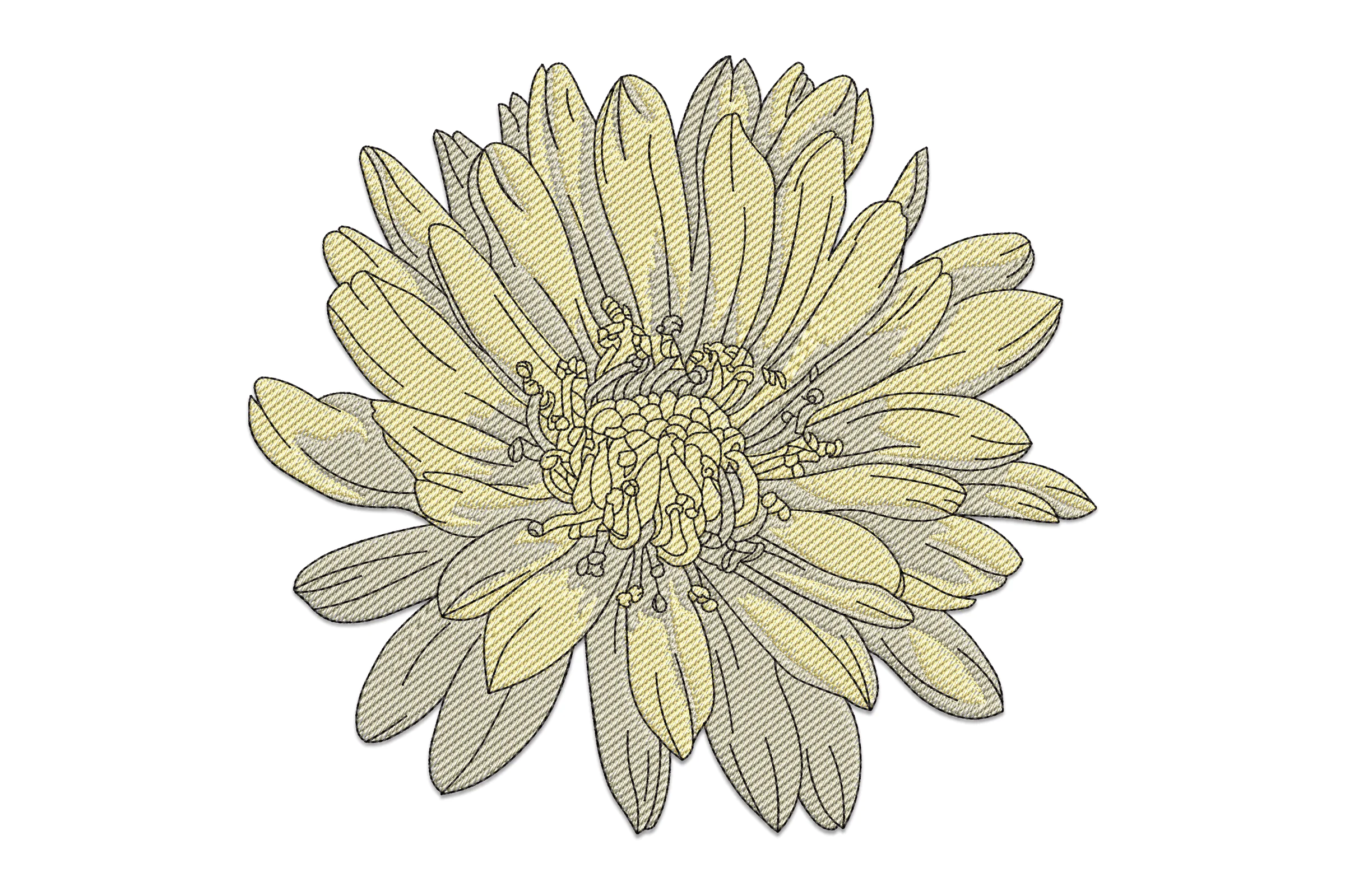 Yellow Lotus Flower Embroidery Design