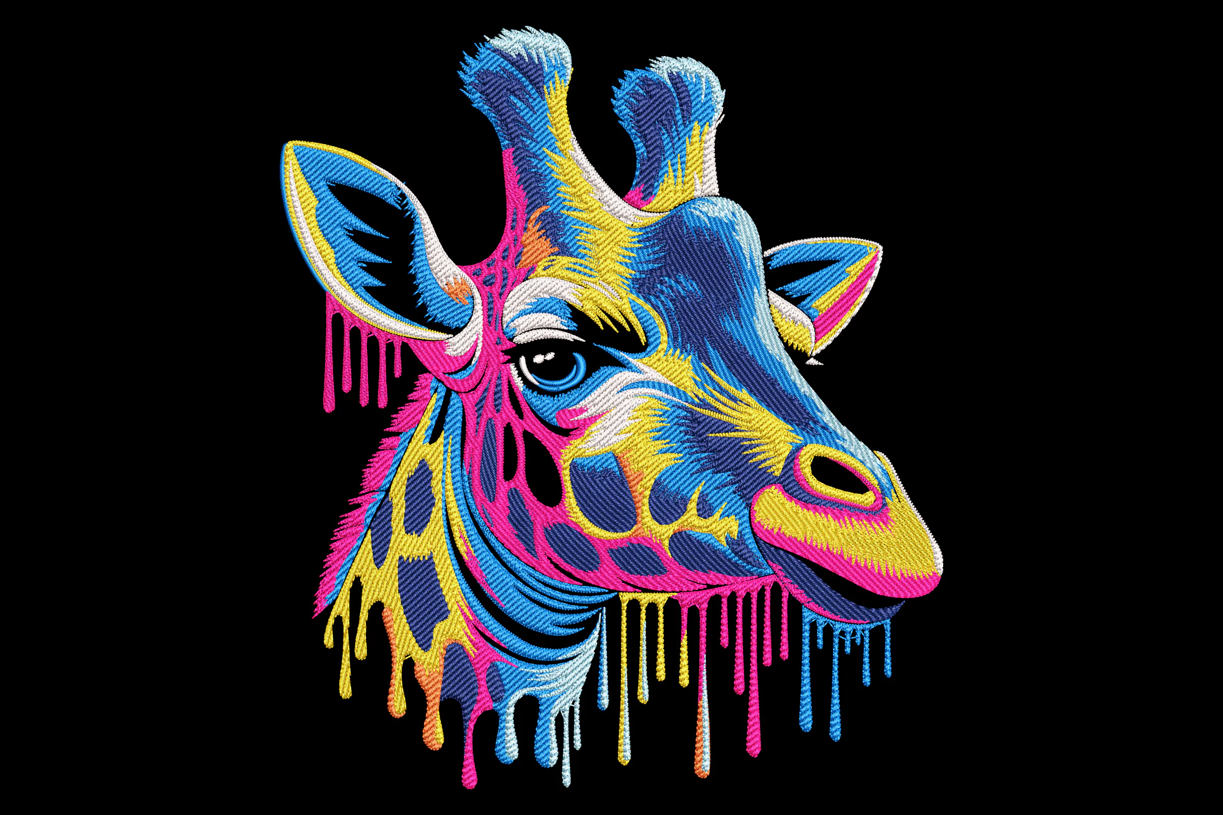 Colorful Giraffe Head Embroidery Design