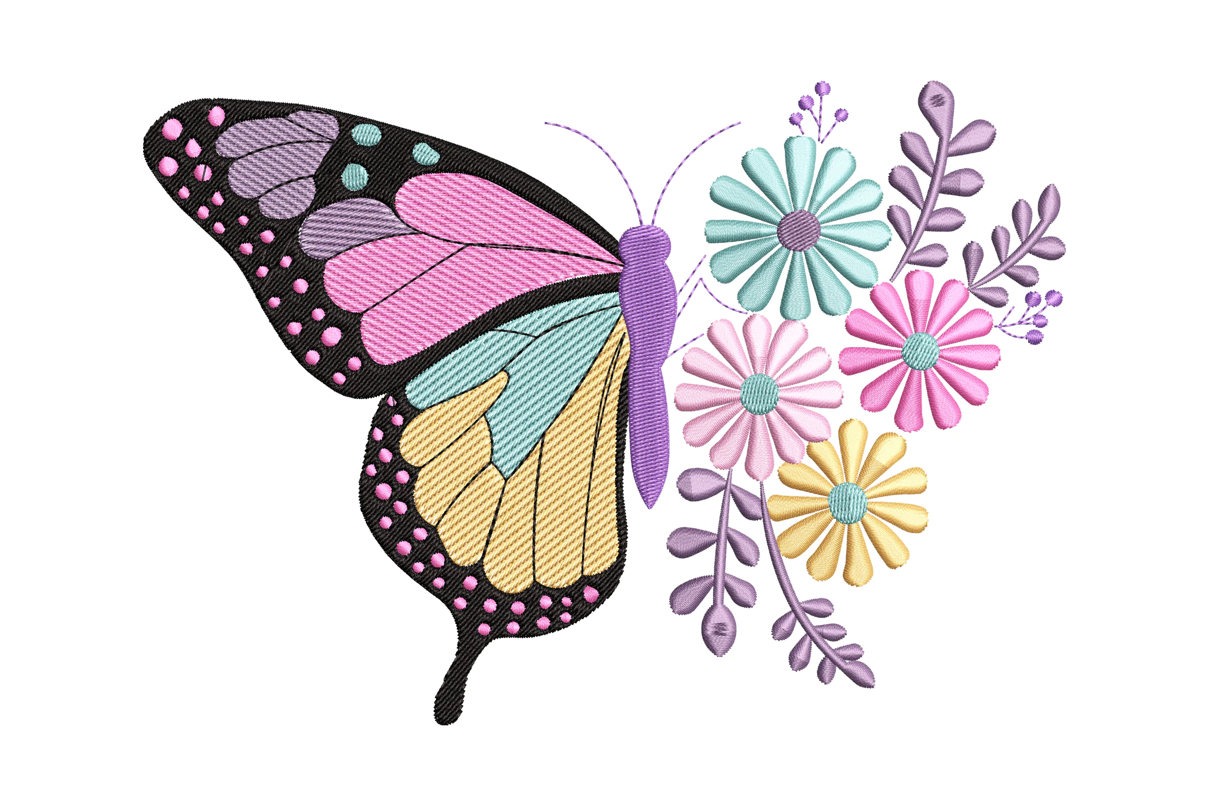 Flower Butterfly Embroidery Design File