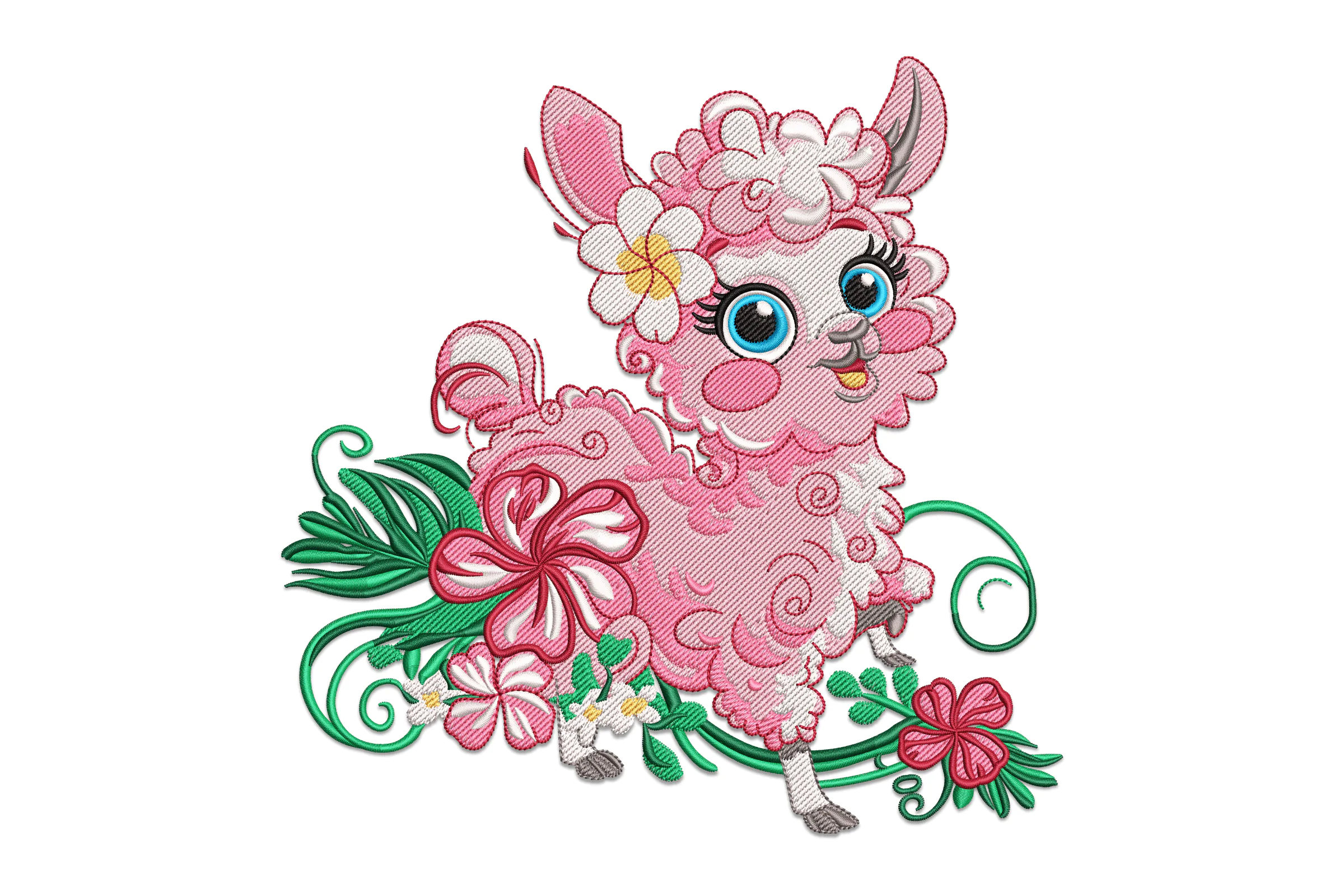 Floral Llama Embroidery Design File