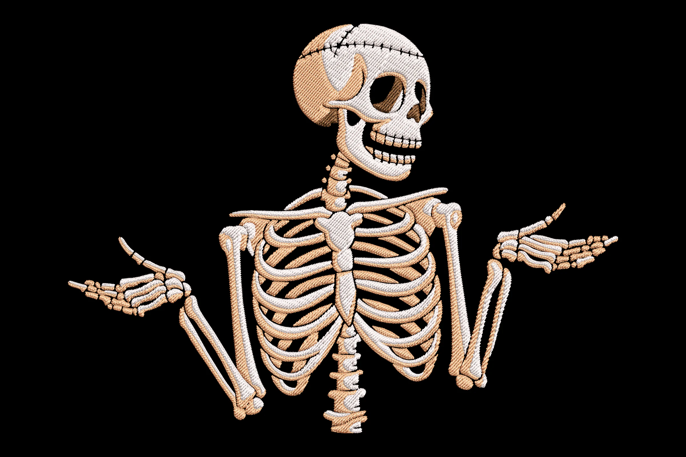 Skeleton with Shrug Embroidery Design