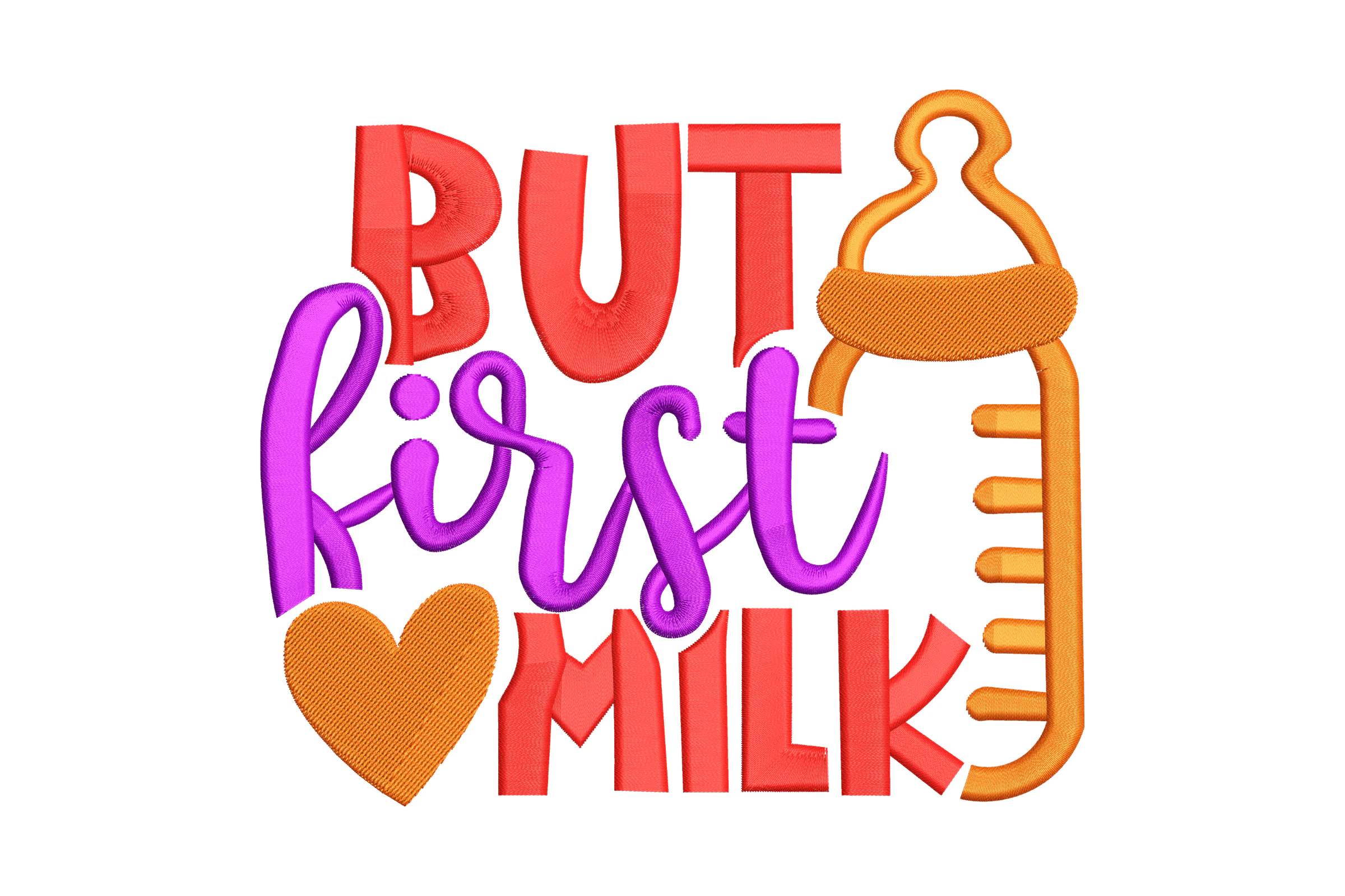 But First Milk Embroidery Design with Baby Bottle
