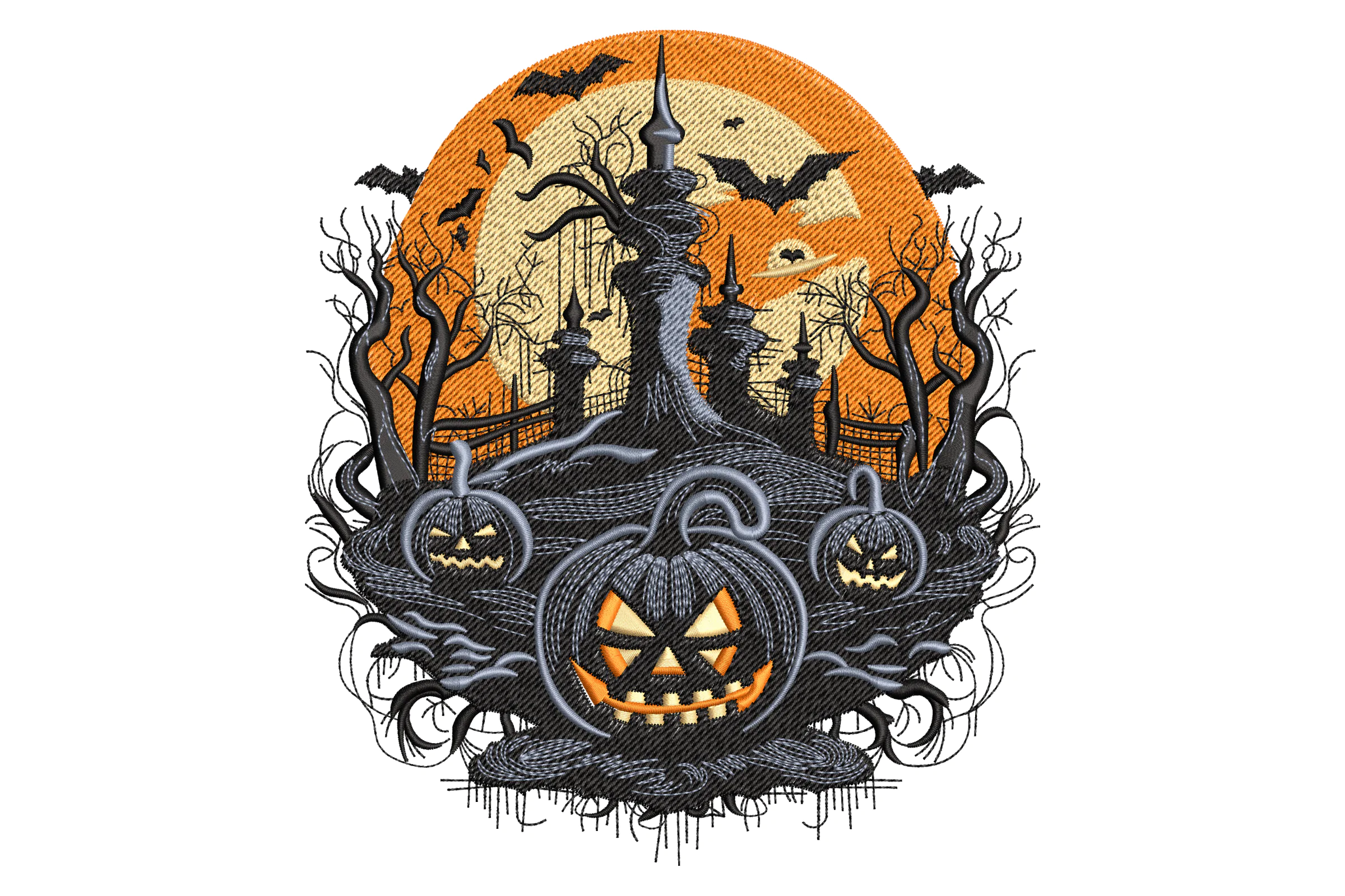 Halloween Spooky Forest at Night Embroidery Design