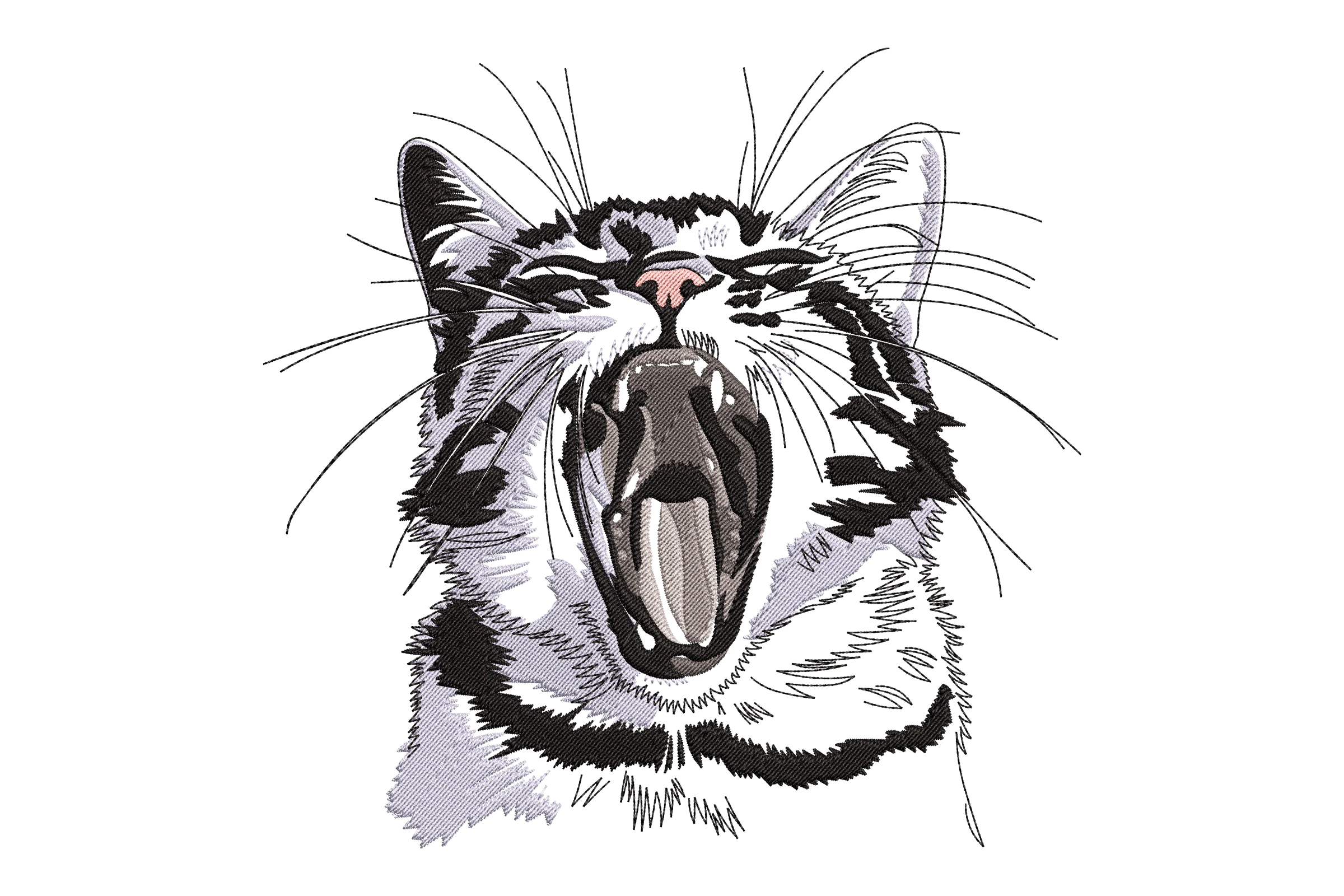 Yawning Cat Embroidery Design
