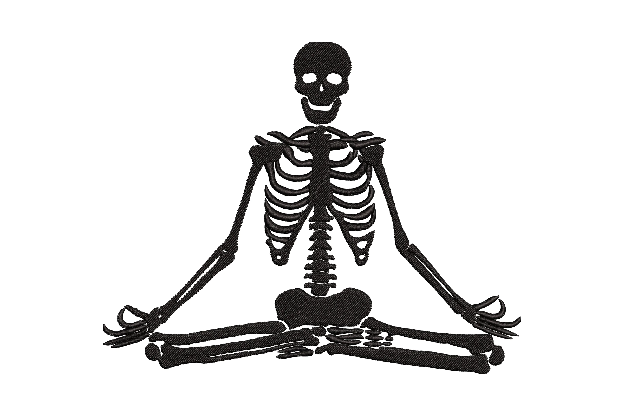 Skeleton Yoga Meditation Embroidery Design