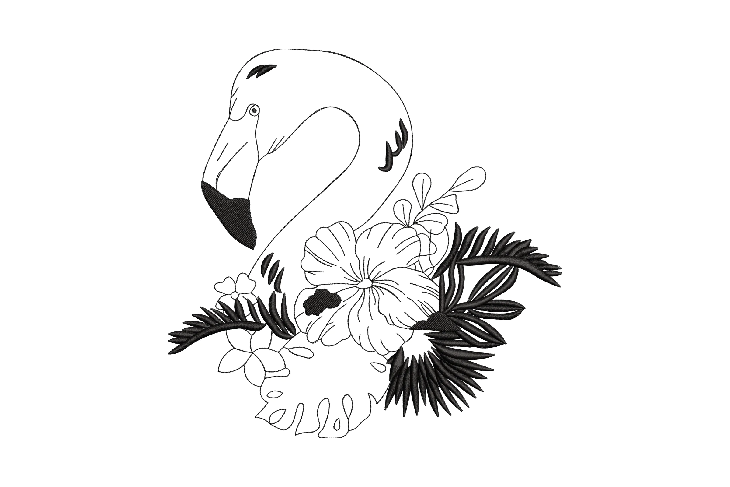Flamingo Floral Embroidery Design