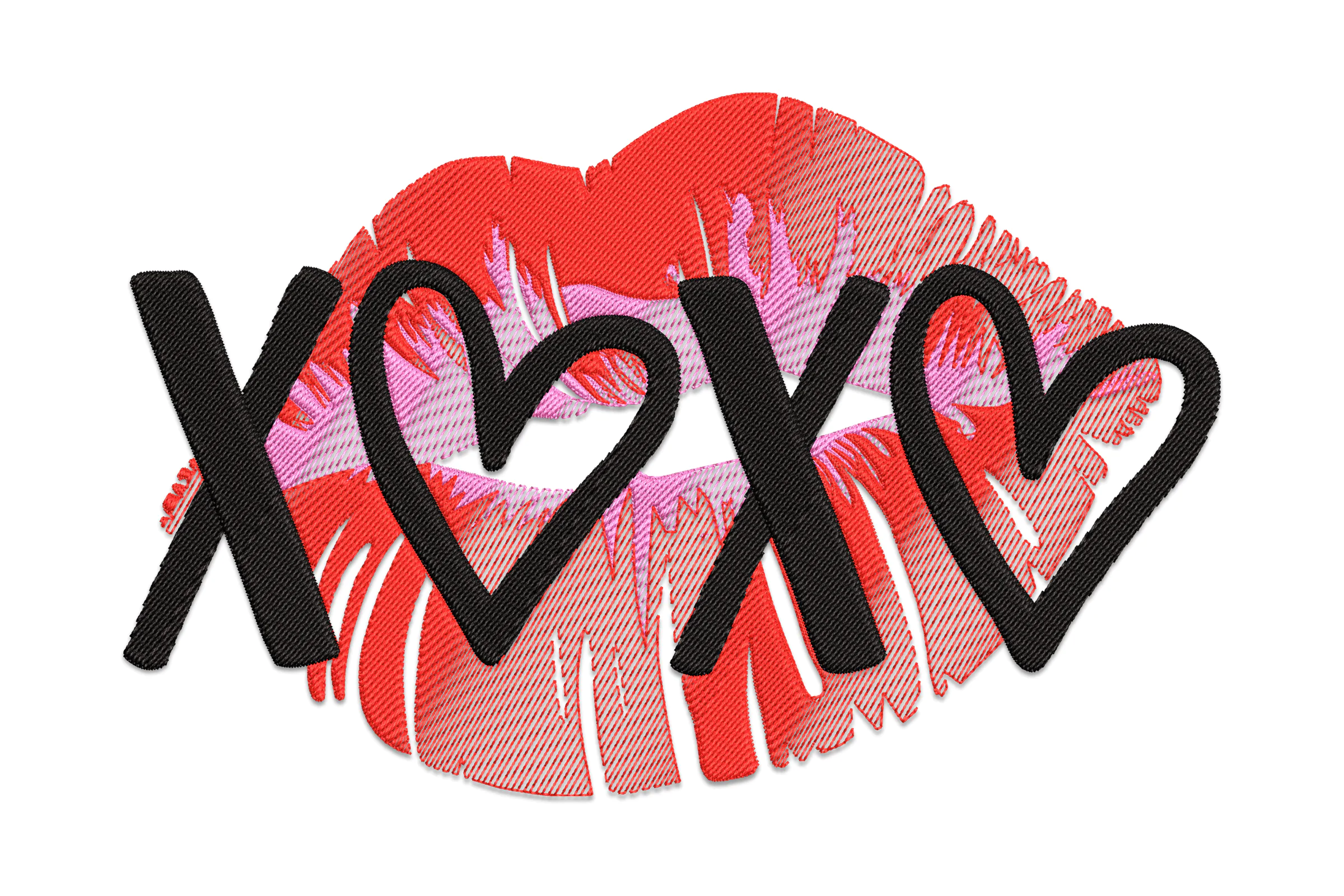 Lips Xoxo Embroidery Design