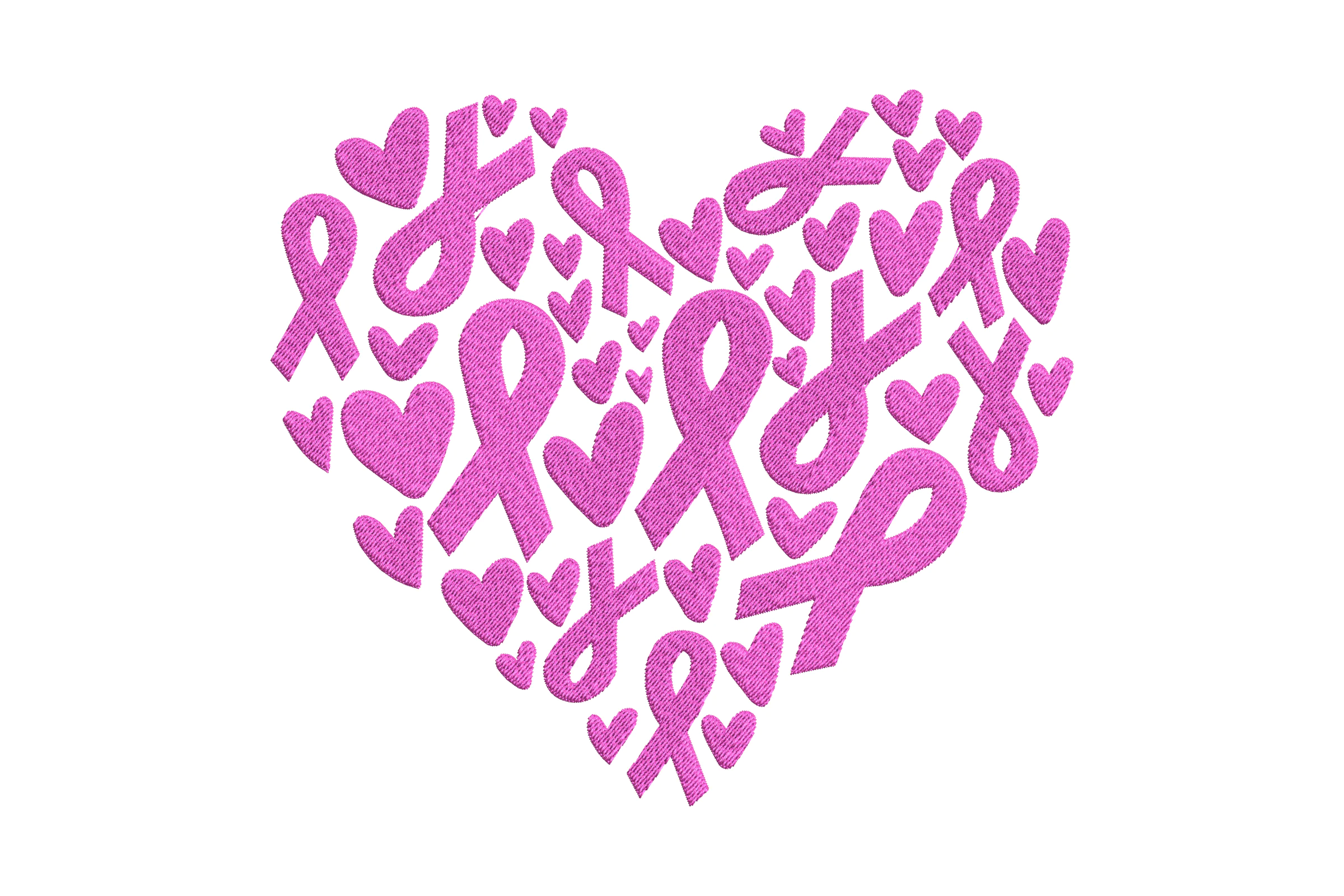 Breast Cancer Heart Awareness Embroidery Design