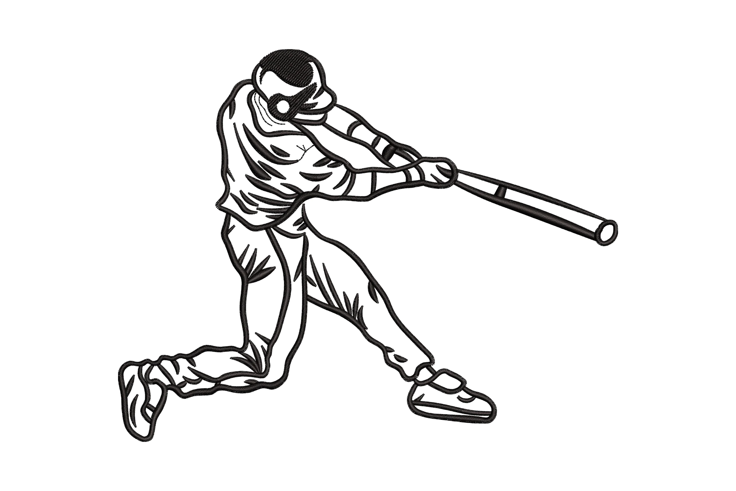 Baseball Player Embroidery Design