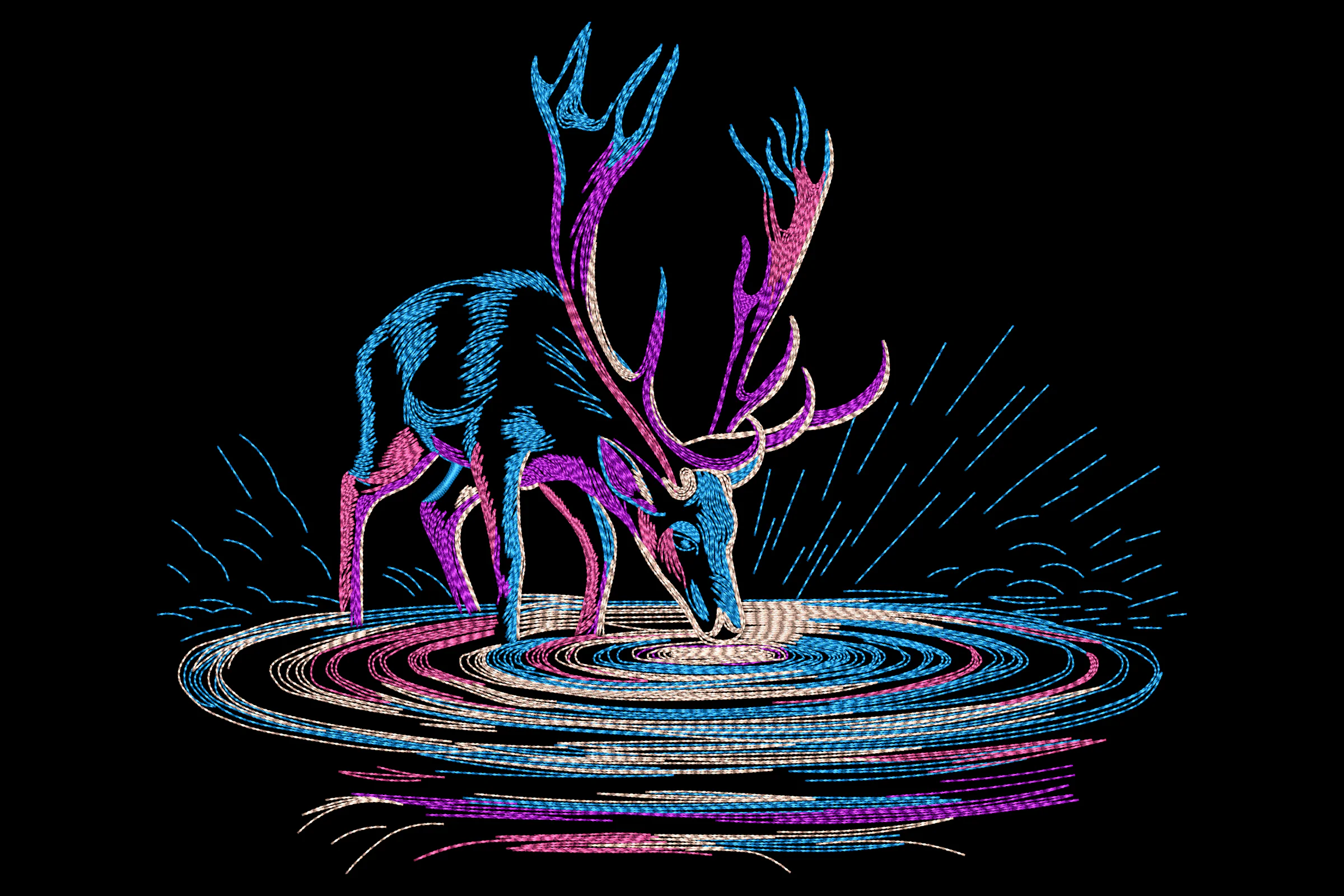 Graceful Deer by the Water Embroidery Design