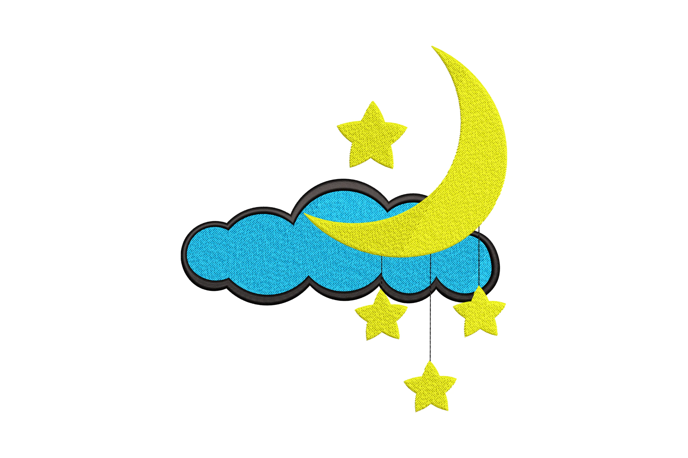 Moon and Stars Embroidery Design File