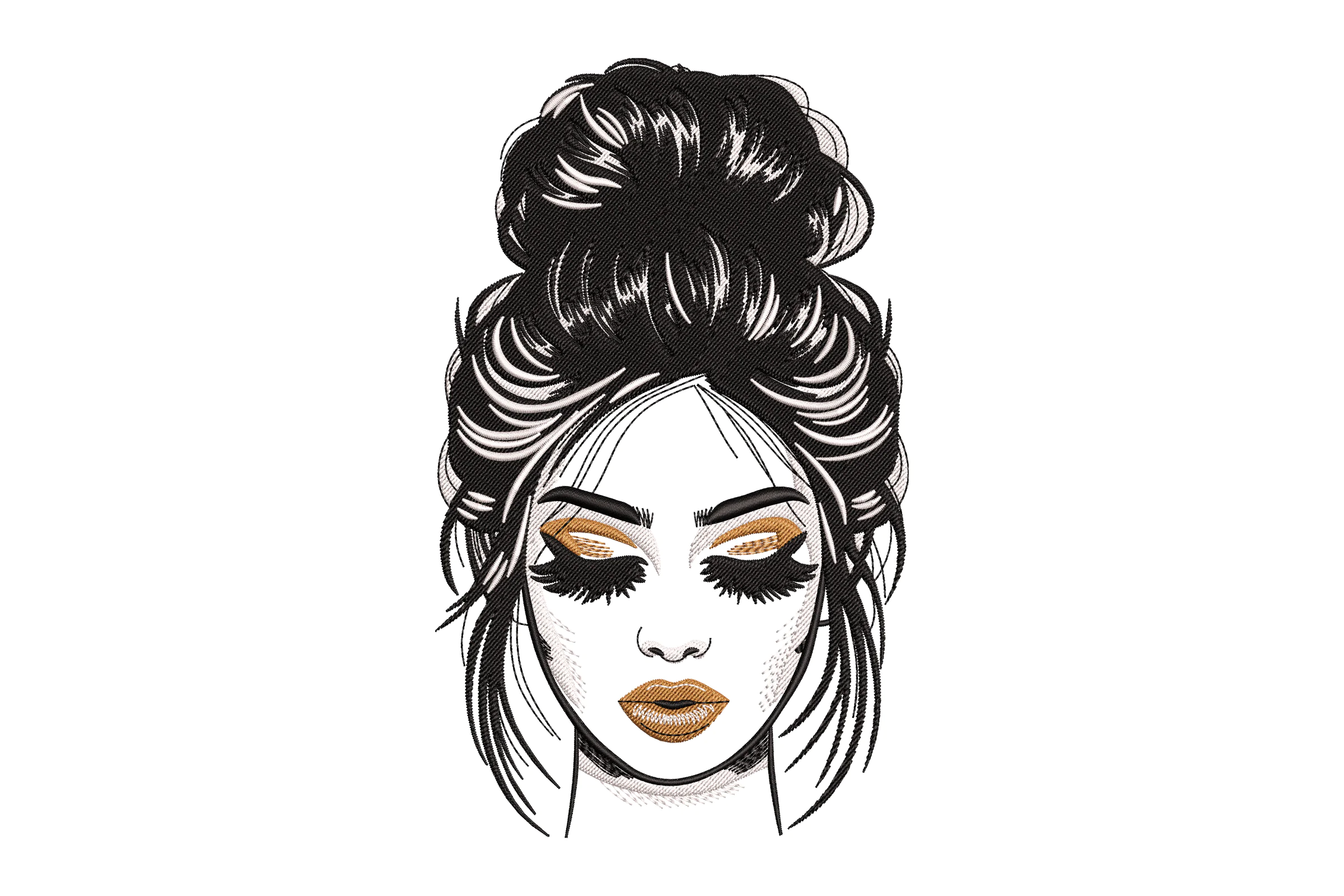 Woman's Hair Machine Embroidery Design