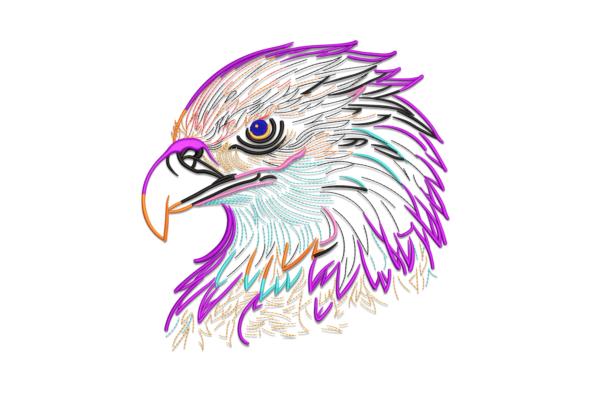 Colorful Eagle Head Embroidery Design