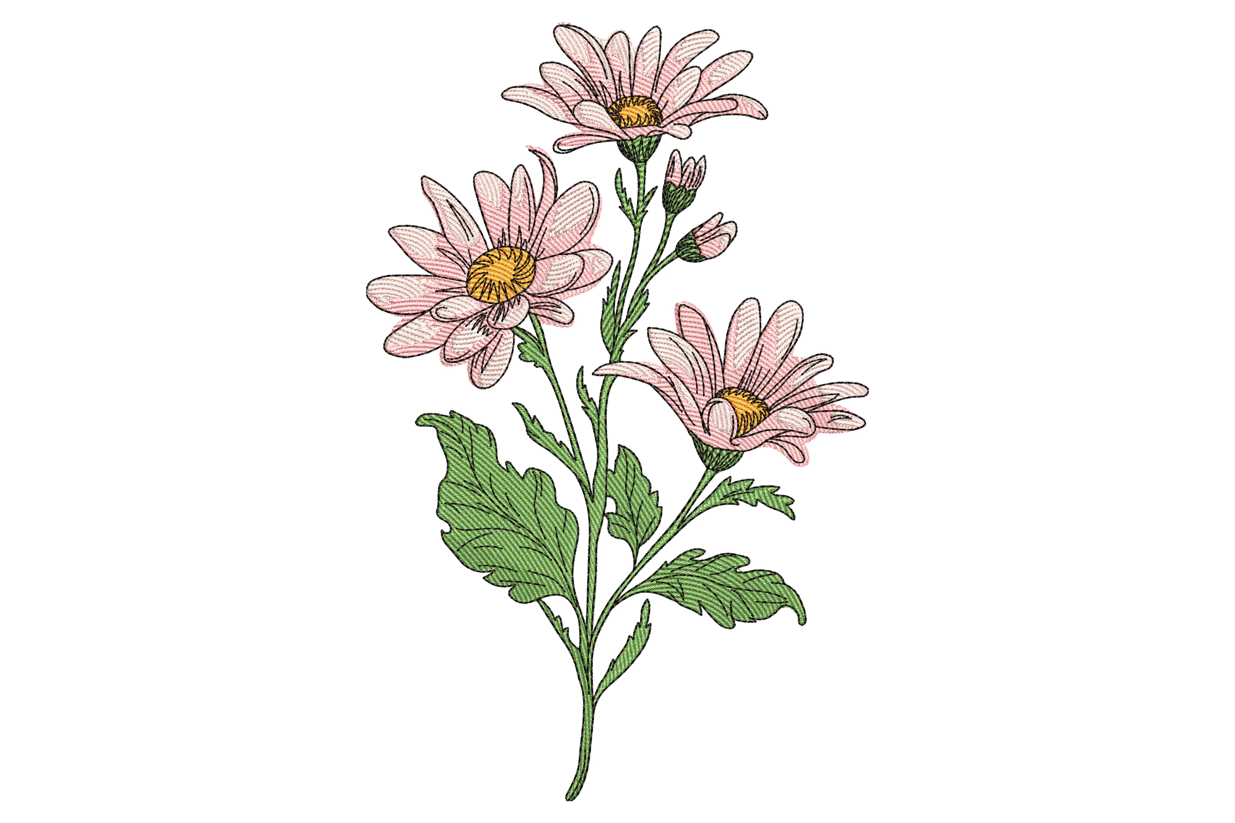 Elegant Blooming Flowers Embroidery Design File