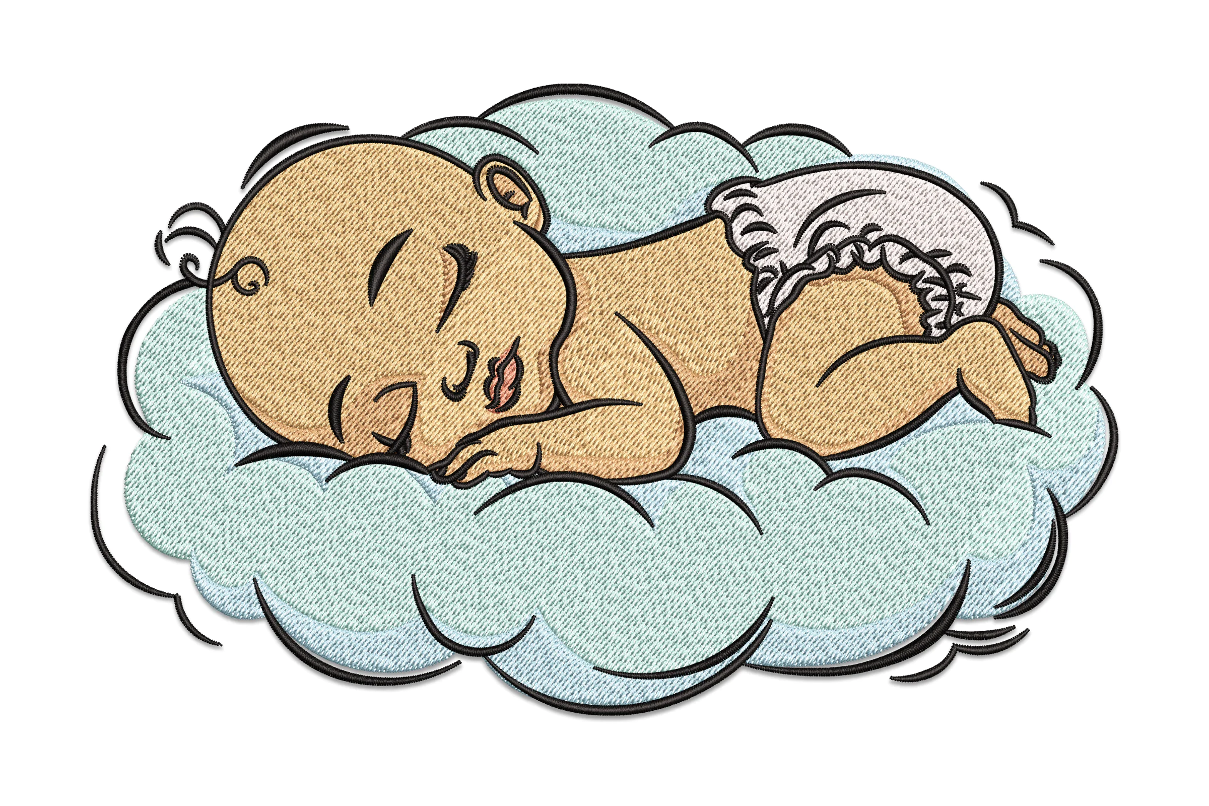 Sleeping Baby On Cloud Sketch Embroidery Design