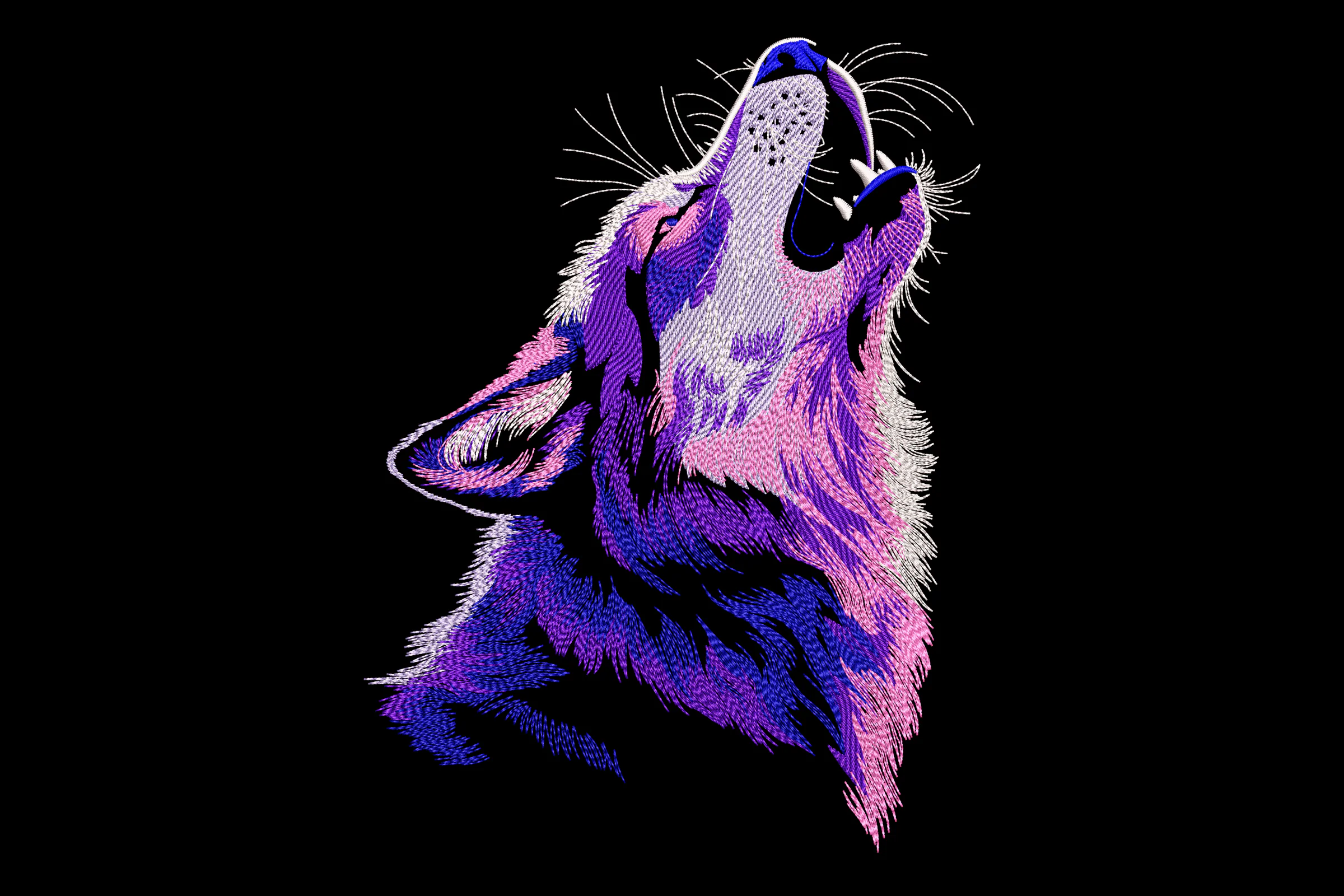 Colorful Wolf Embroidery Design