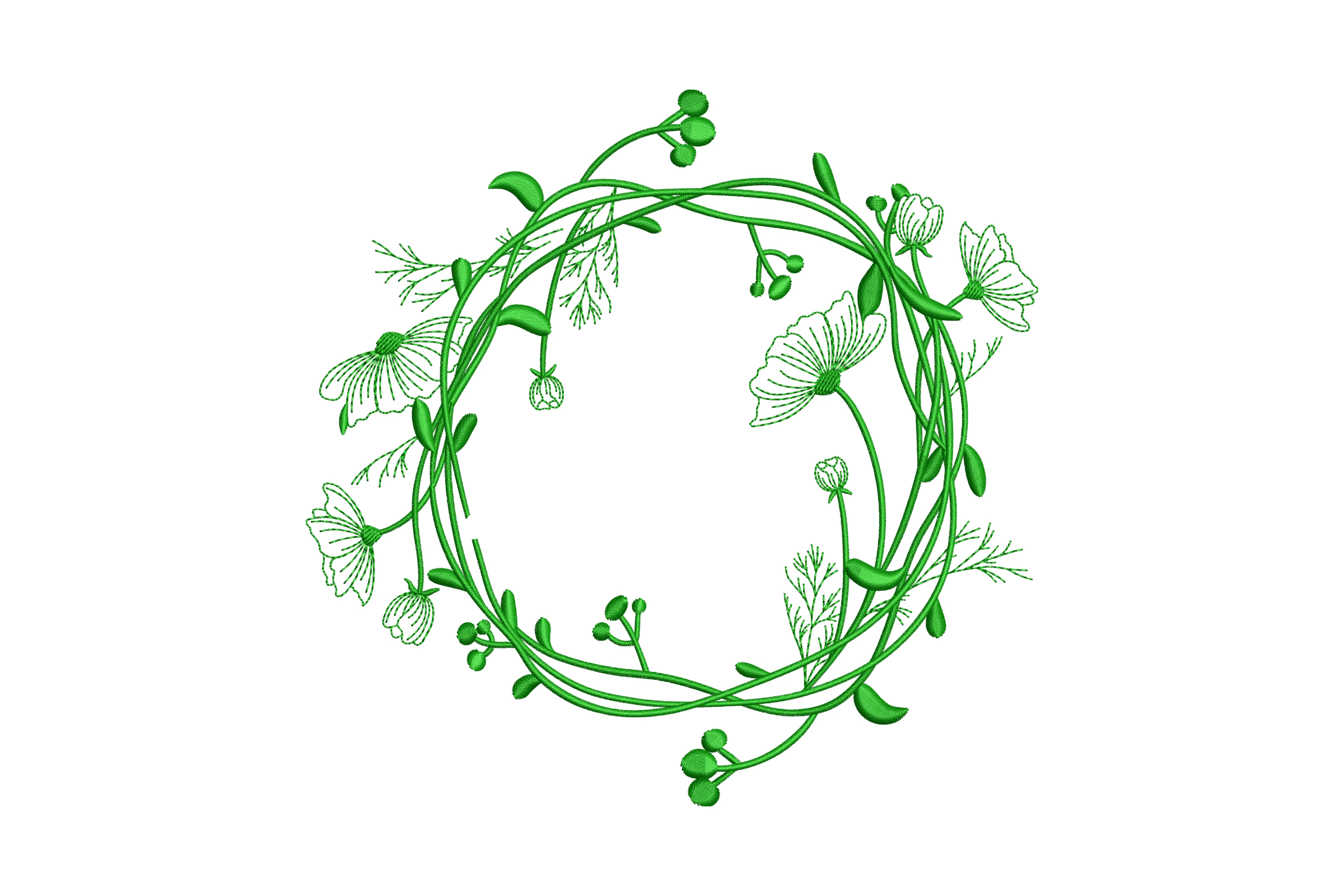 Floral Wreath Digital Embroidery Design