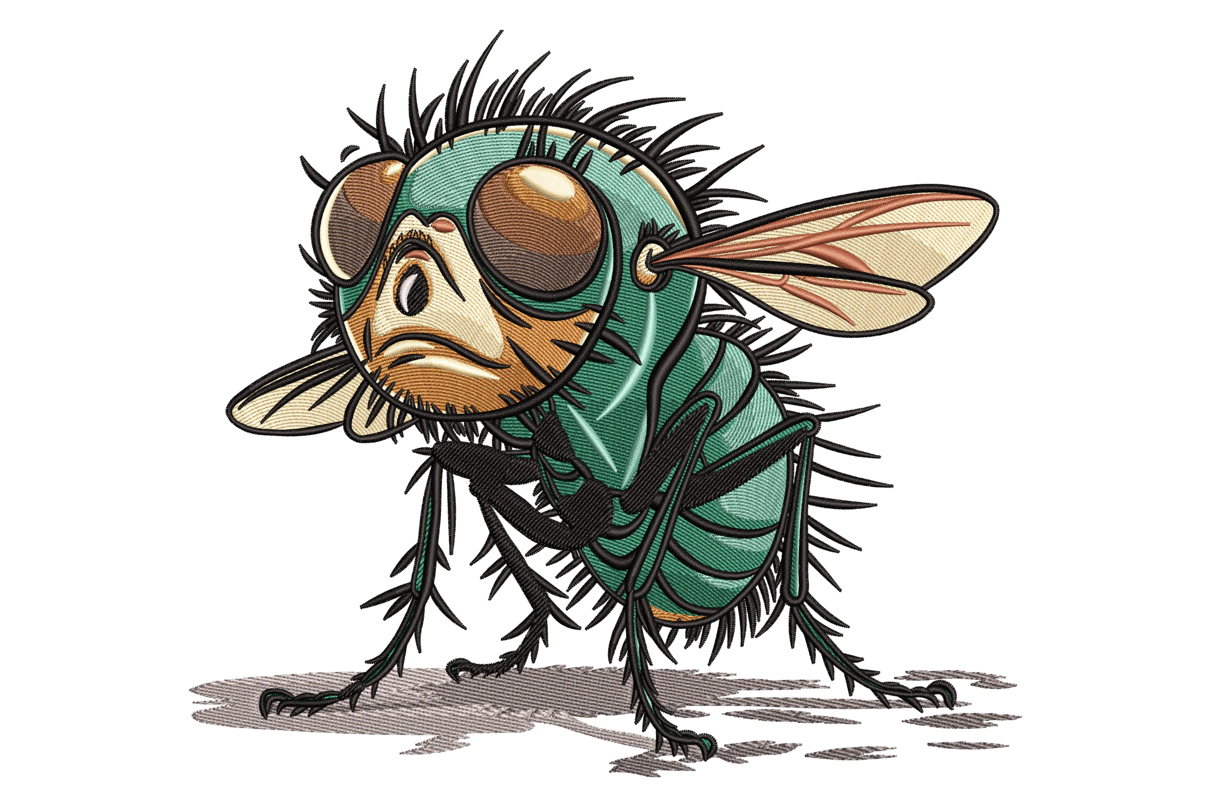 Artistic Cartoon Fly Embroidery Design