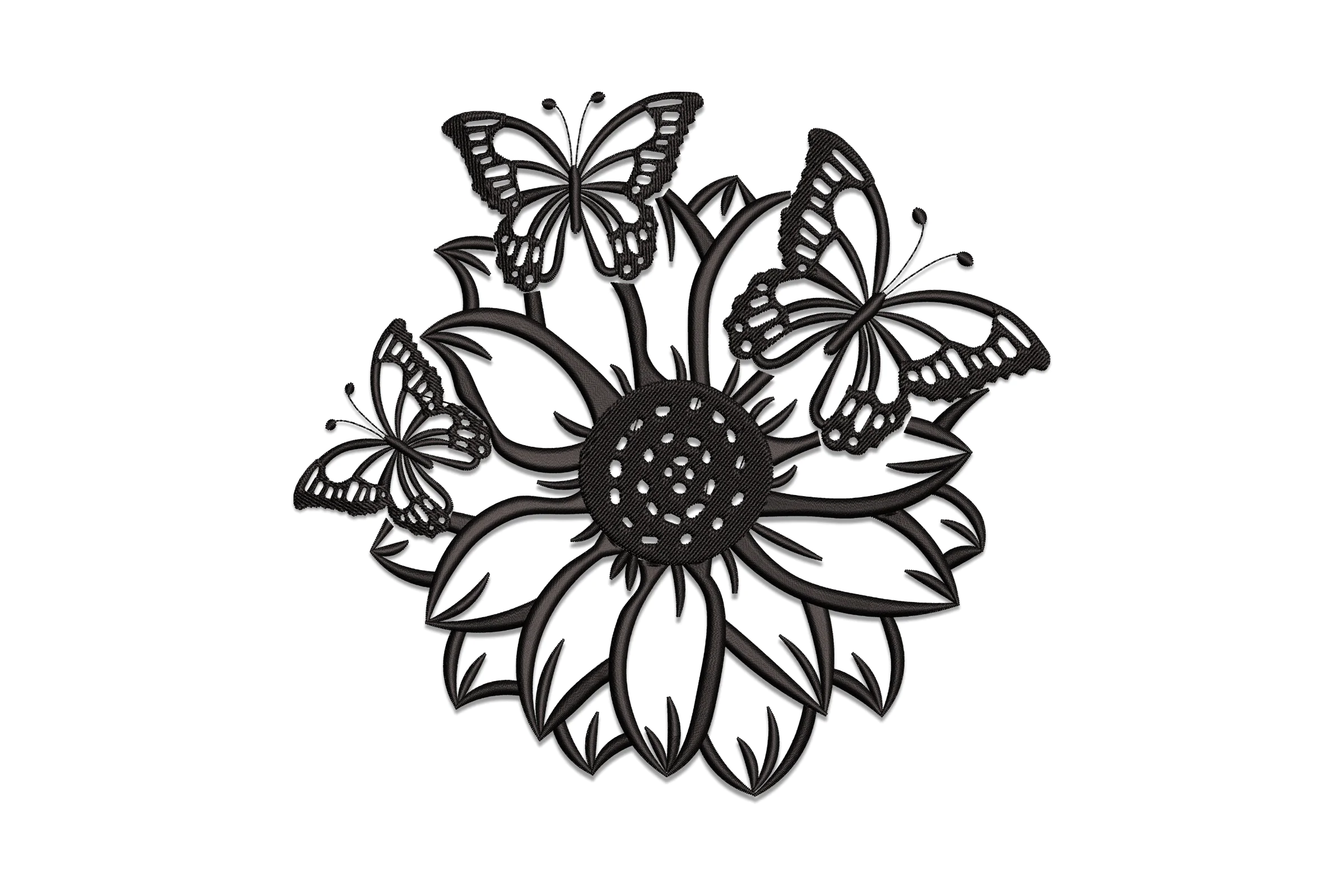 Butterfly Sunflower Embroidery Design