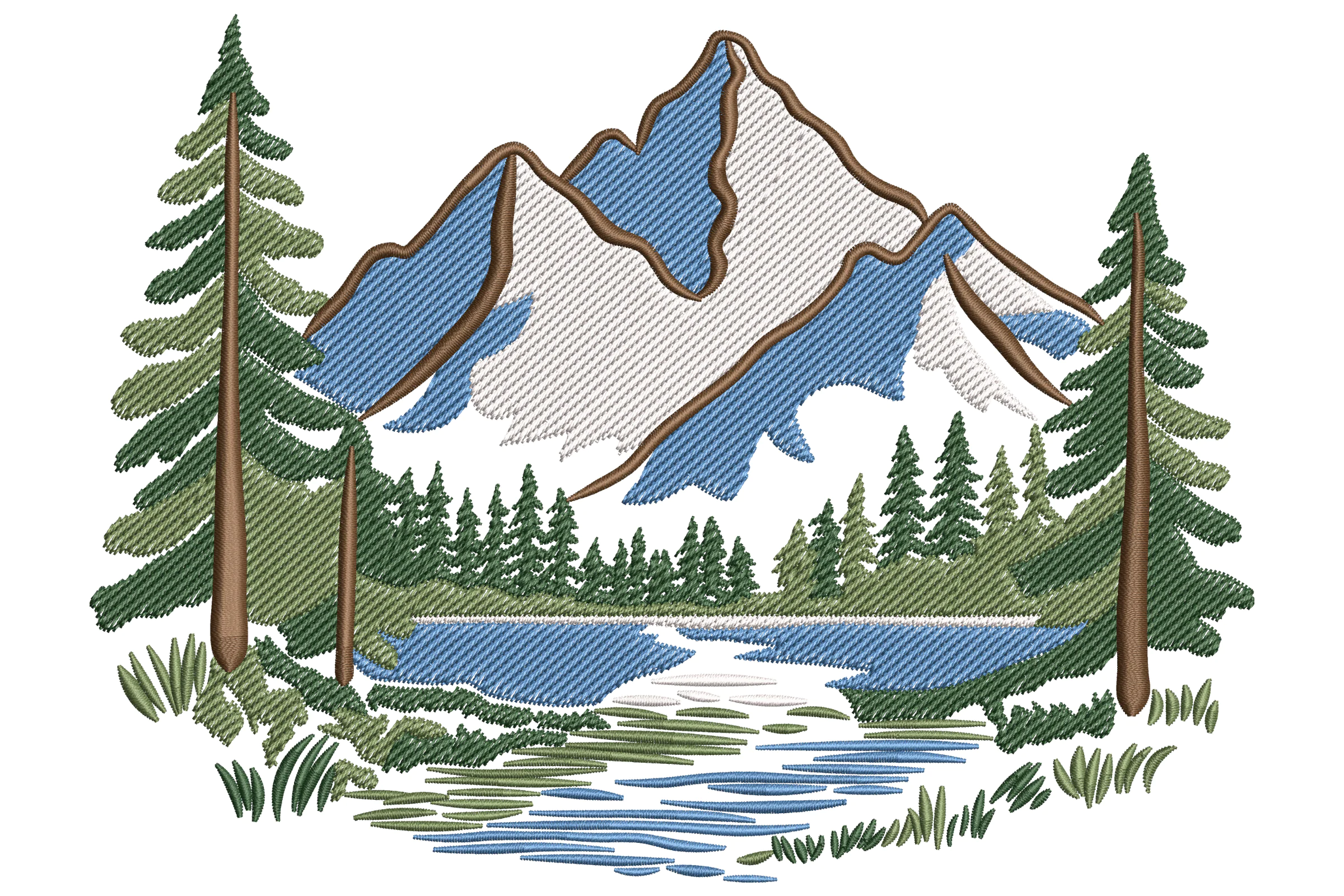 Mountain Landscape Machine Embroidery Design