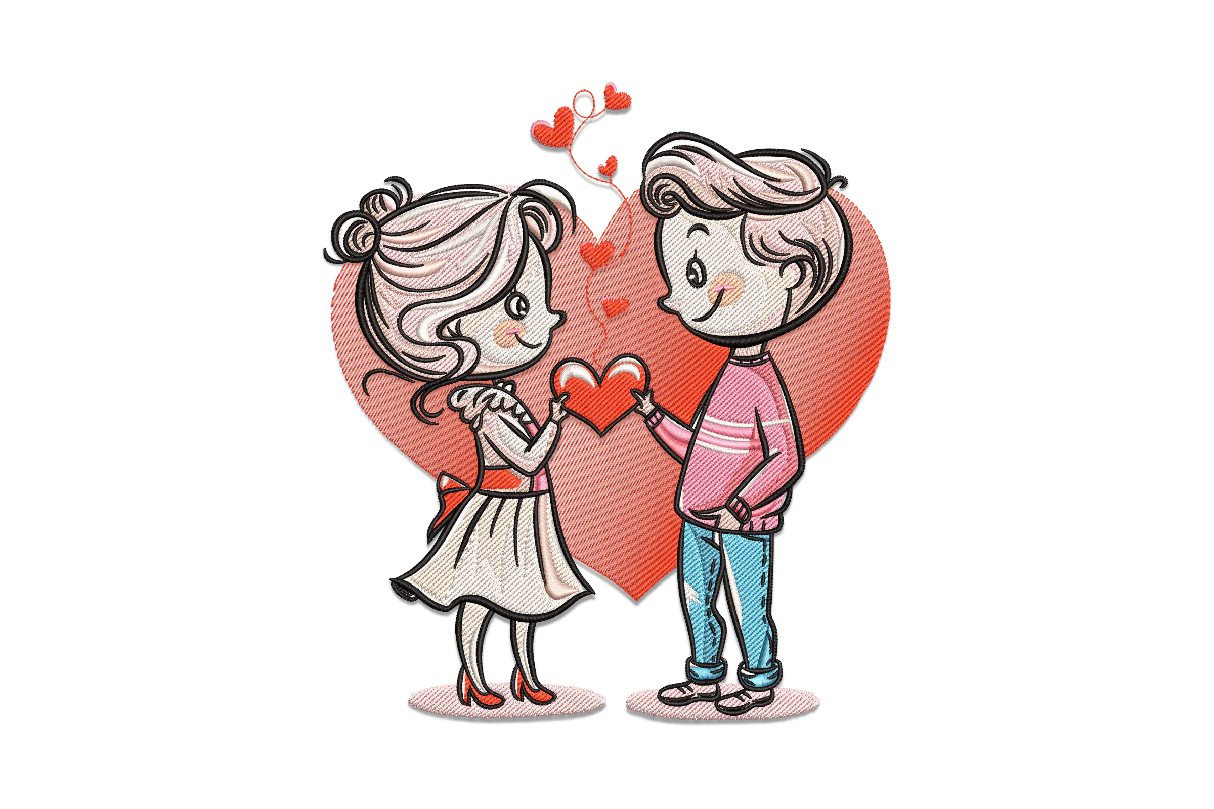 Valentine's Day Couple Embroidery Design