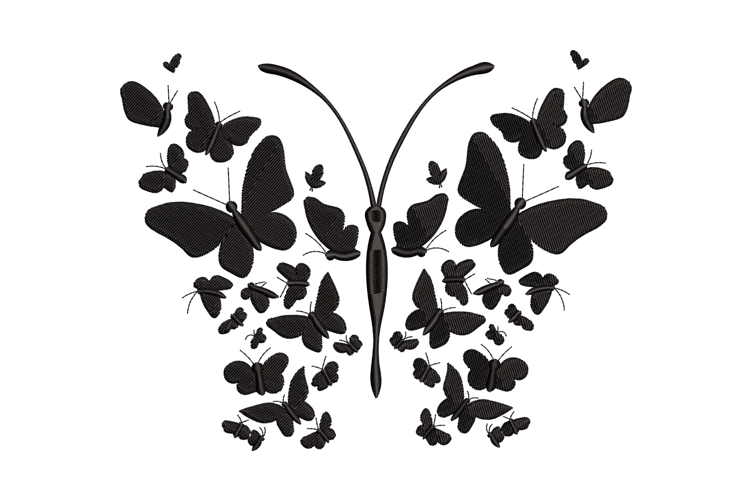 Black Butterfly Embroidery Machine Design