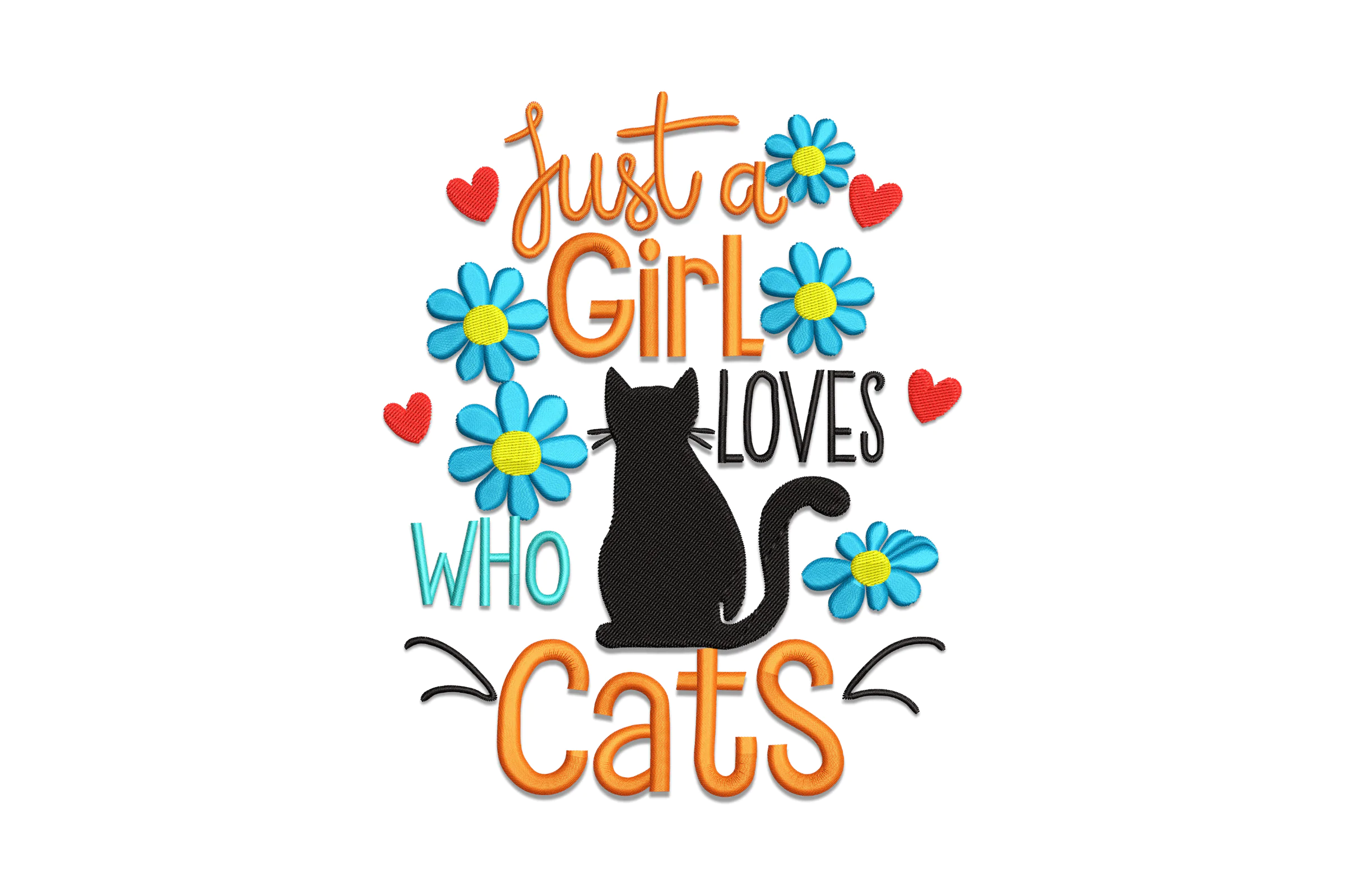 Just a Girl Who Loves Cats Embroidery Pattern