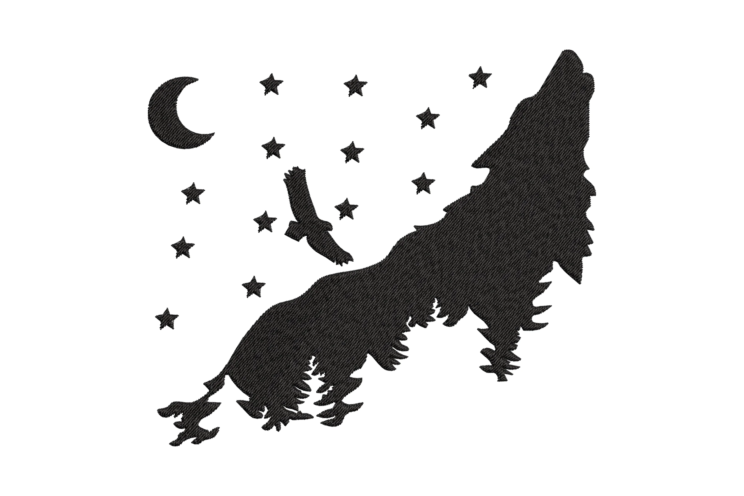 Howling Wolf Embroidery Design