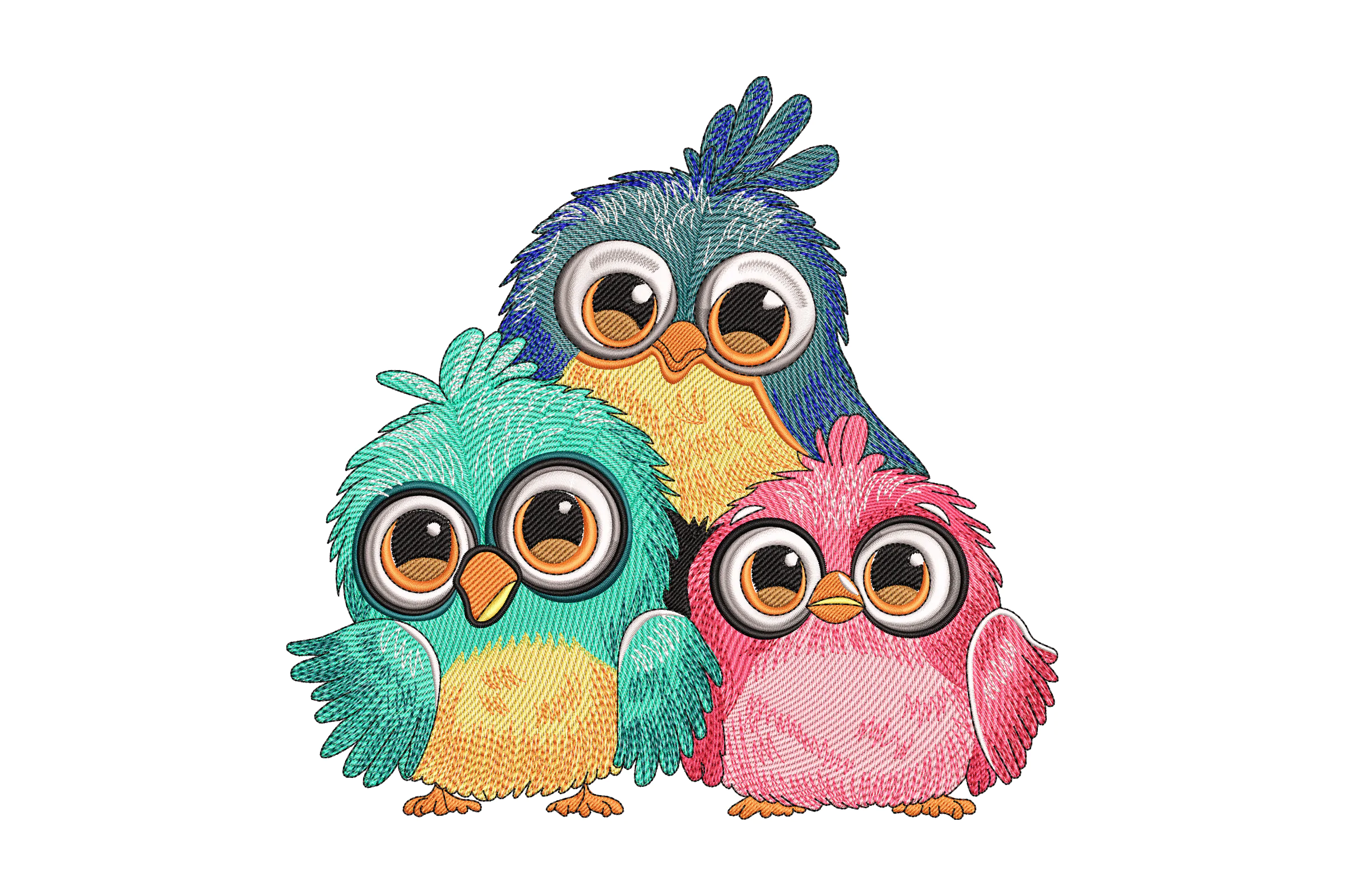 Cute Colorful Baby Birds Embroidery Design