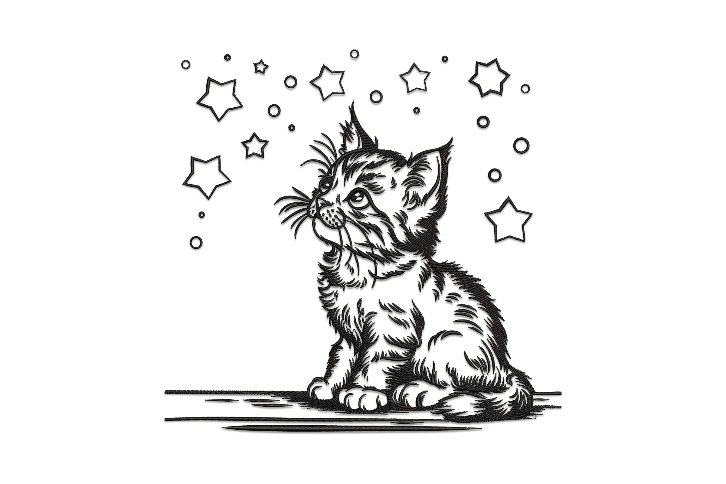 Cute Cat Digital Embroidery Design