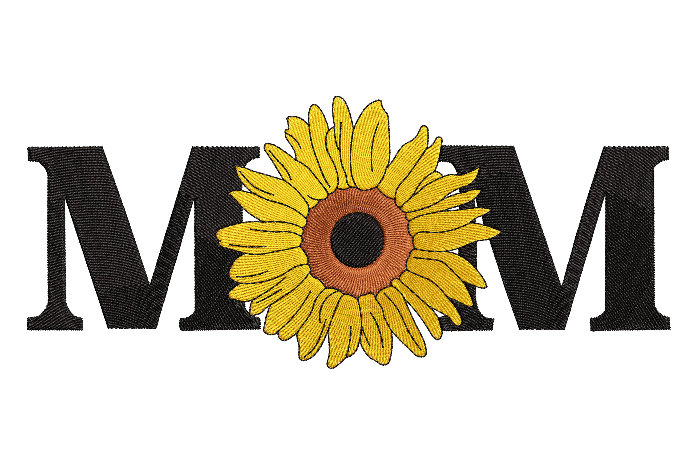 MOM with Sunflower Embroidery Design