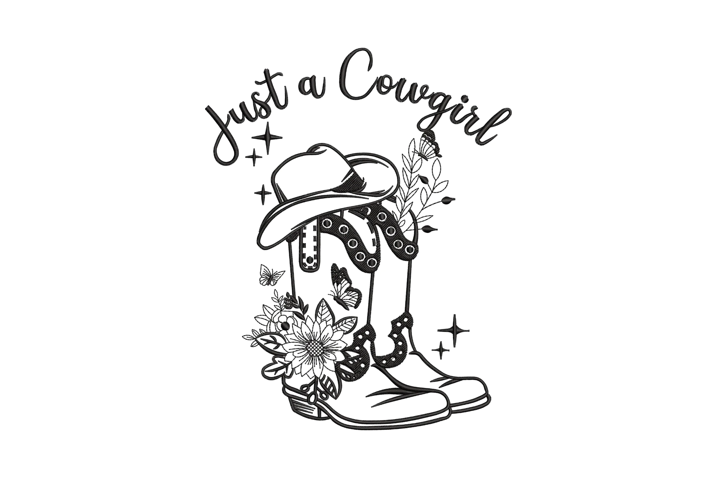 Cowgirl Cow Print Embroidery Design