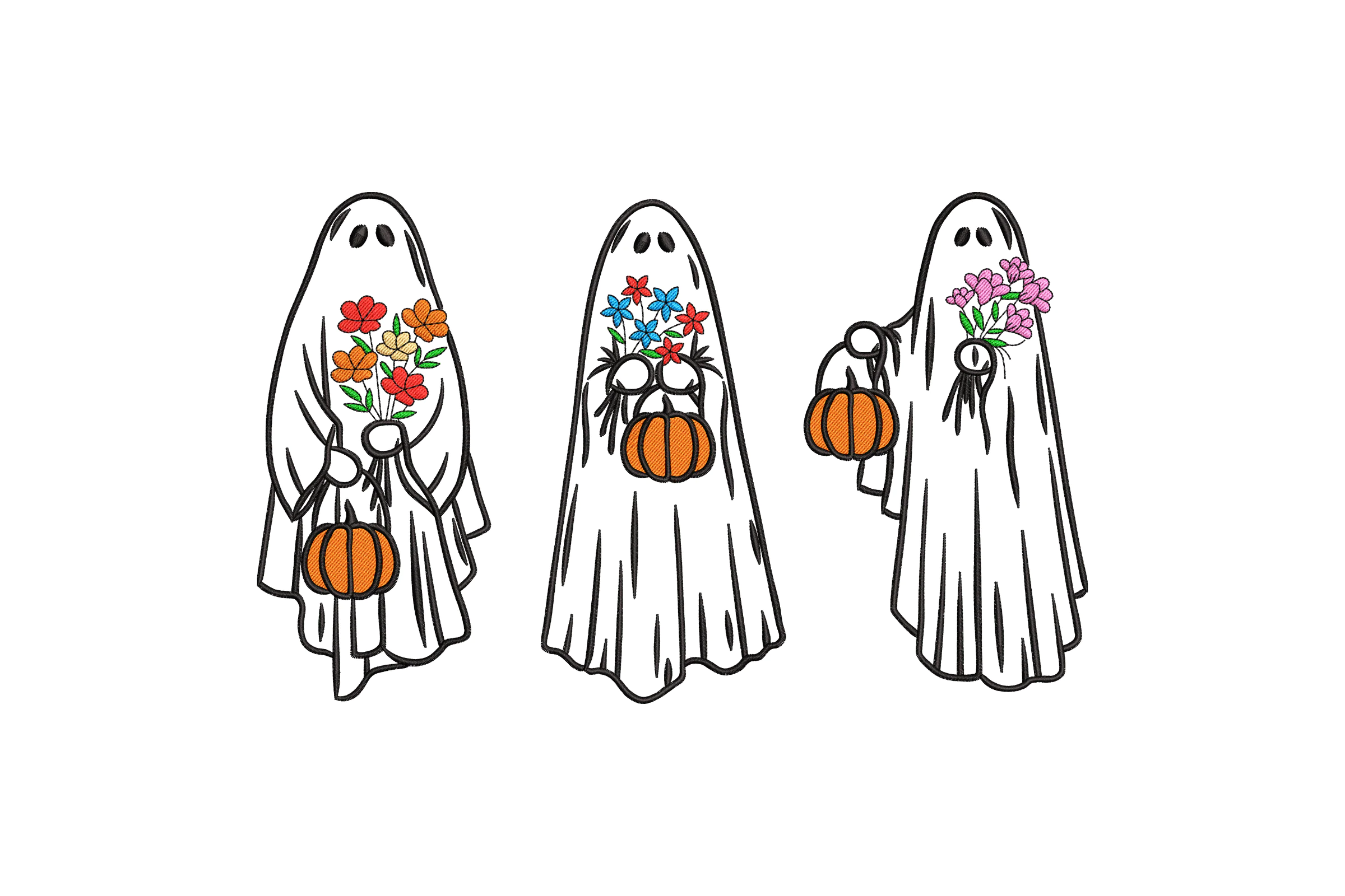 Floral Ghost Embroidery Design File